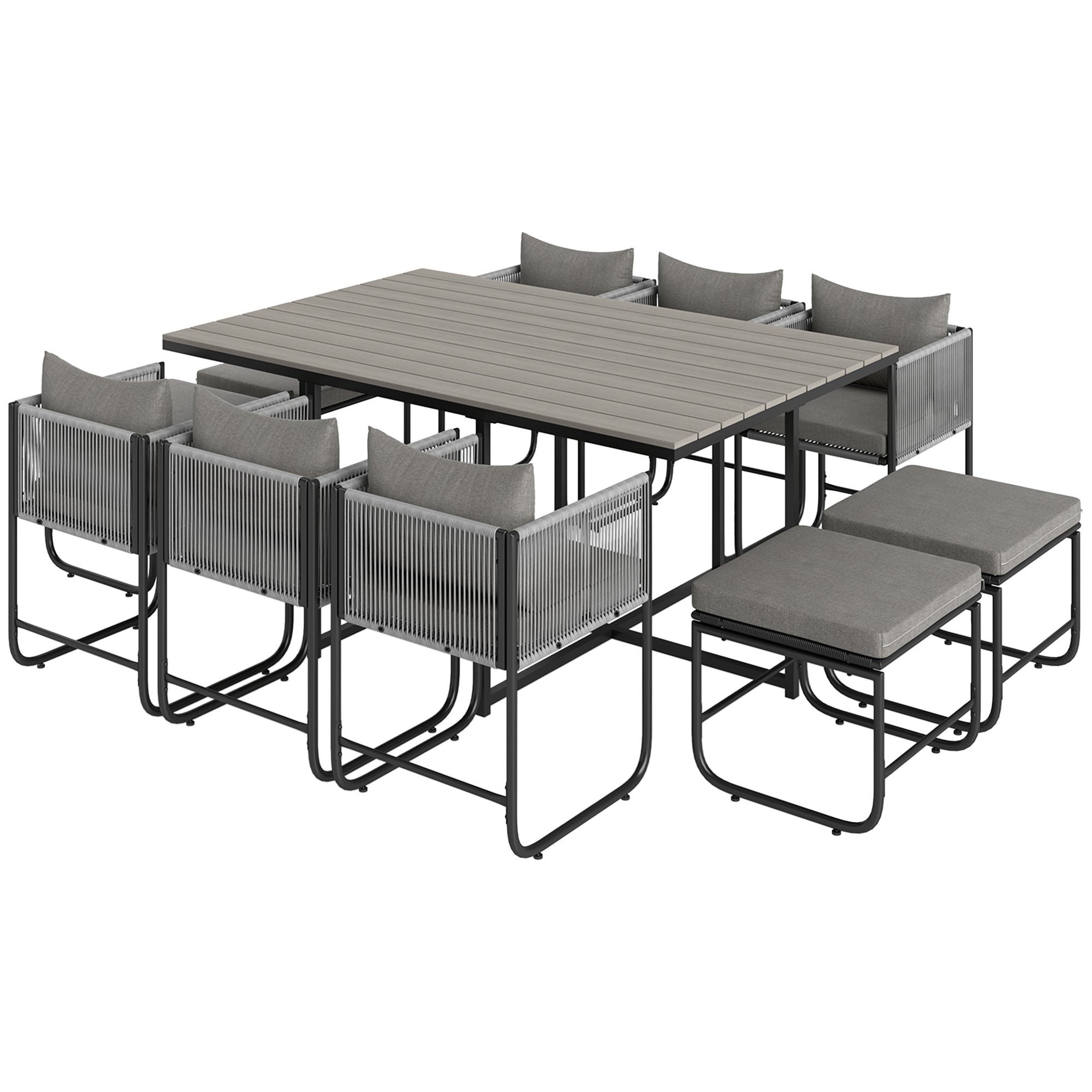 Outsunny Rattan Cube Garden Furniture Set - Grey