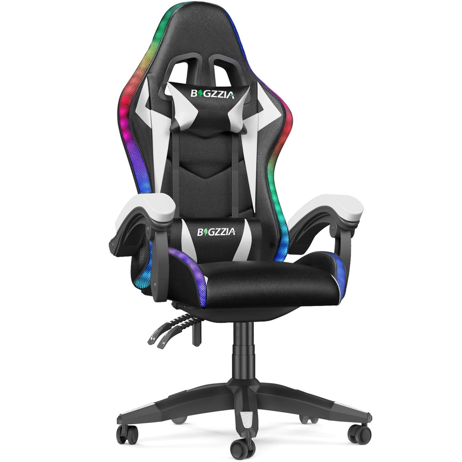 Rattantree RGB LED Leather Gaming Chair  - White & Black