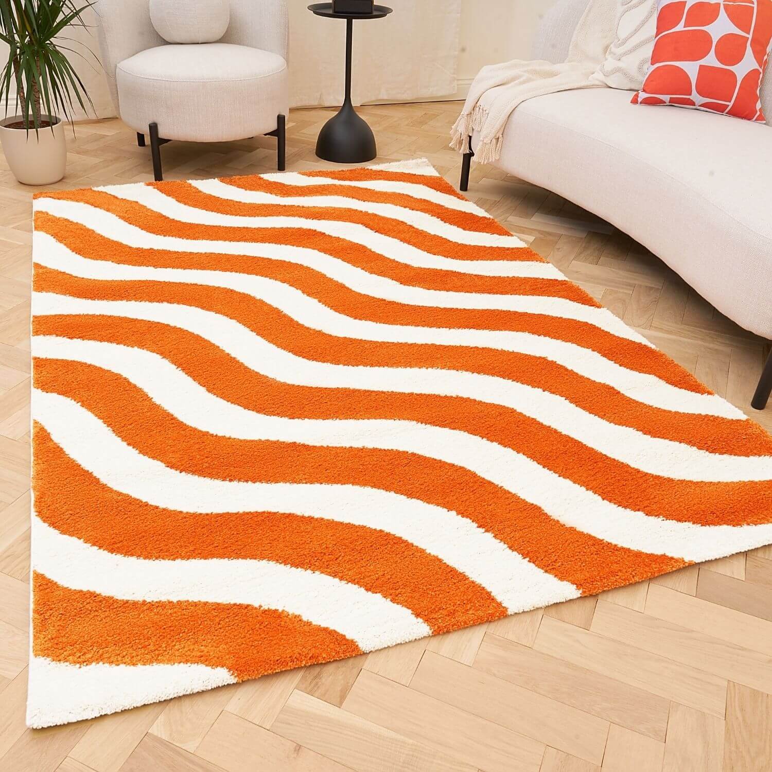 The Rugs Orange Joli Wavy Rug - 80 x 150cm