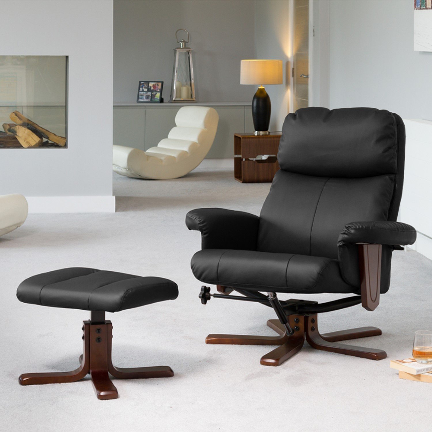 Artemis Home Woodacre Swivel Recliner - Black