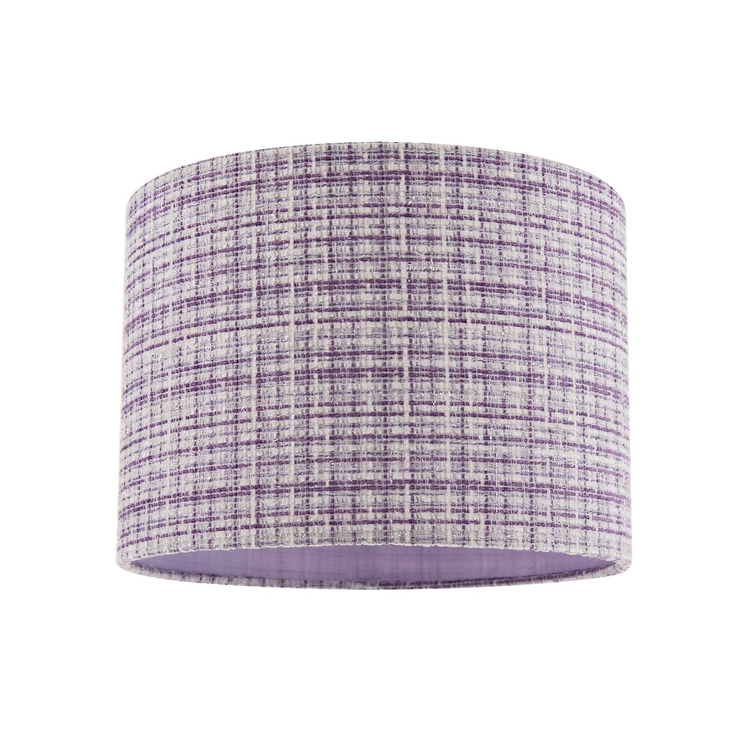 Happy Homewares Cross Hatch Textured Linen Fabric in Lilac Lampshade - 25cm