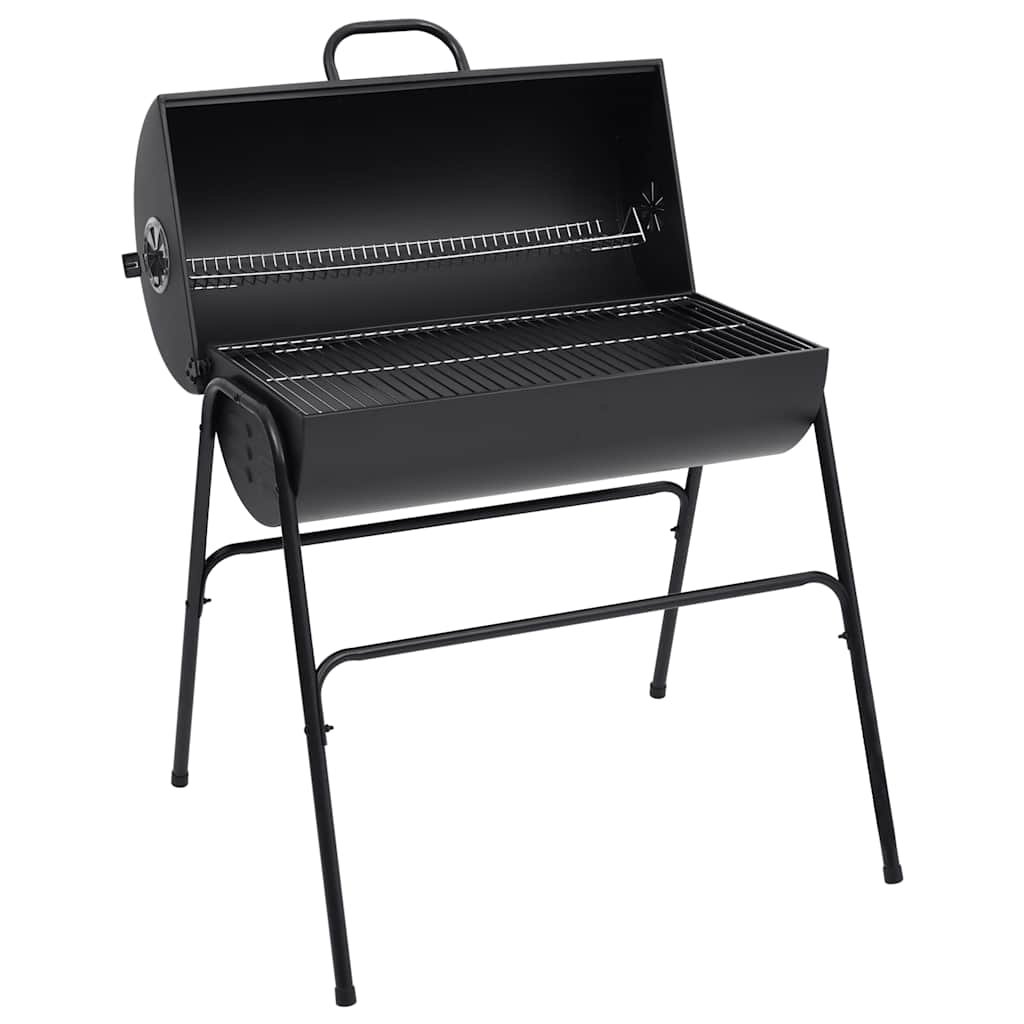 Walplus Steel Barrel Grill with 2 Cooking Grids - Black - 80 x 73 x 90 cm