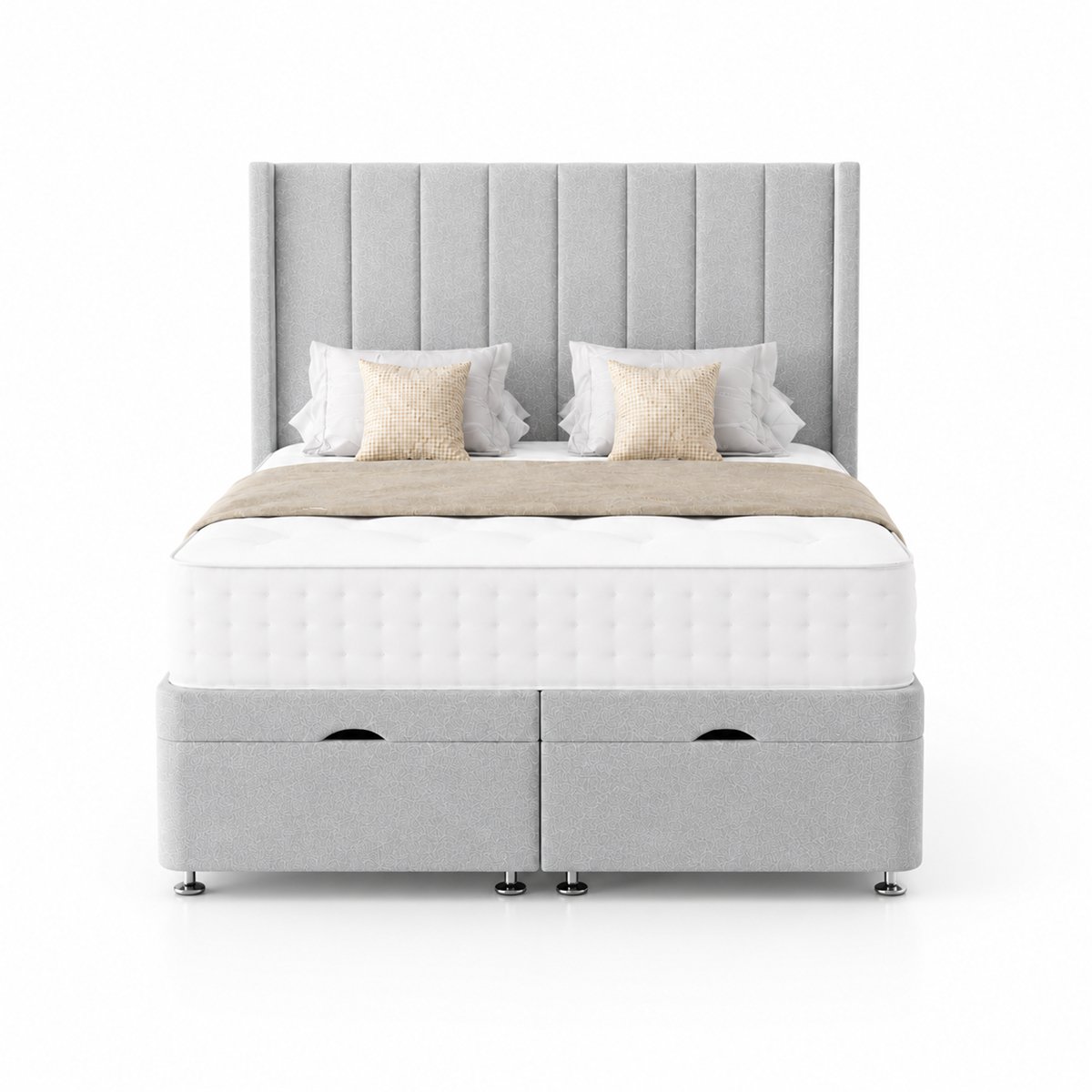 Comfy Deluxe Ameila Wing 5ft King Size End Lift Ottoman Bed Set - Silver