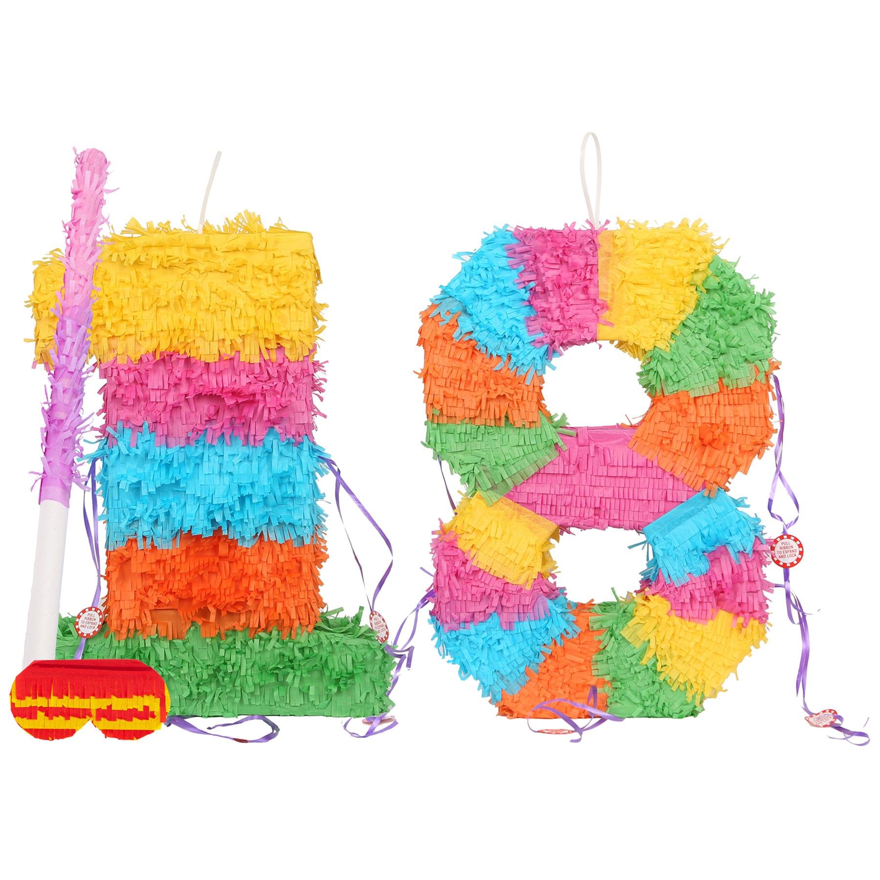 Fax Potato 18th Birthday Pinata Set with Stick & Blindfold - Pink Stick