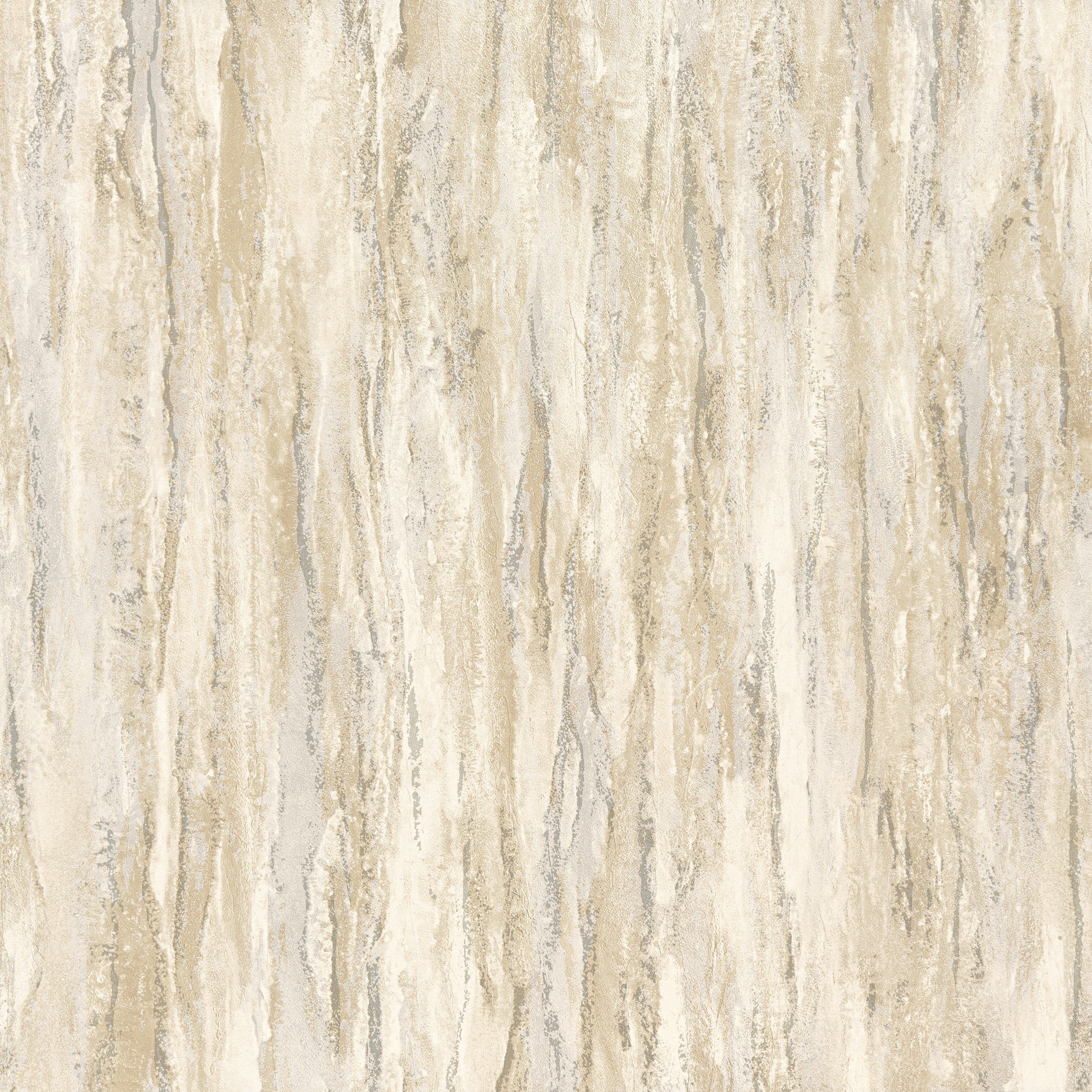Grandeco Meteora Distressed Painted Plaster Effect Textured Wallpaper - Cream