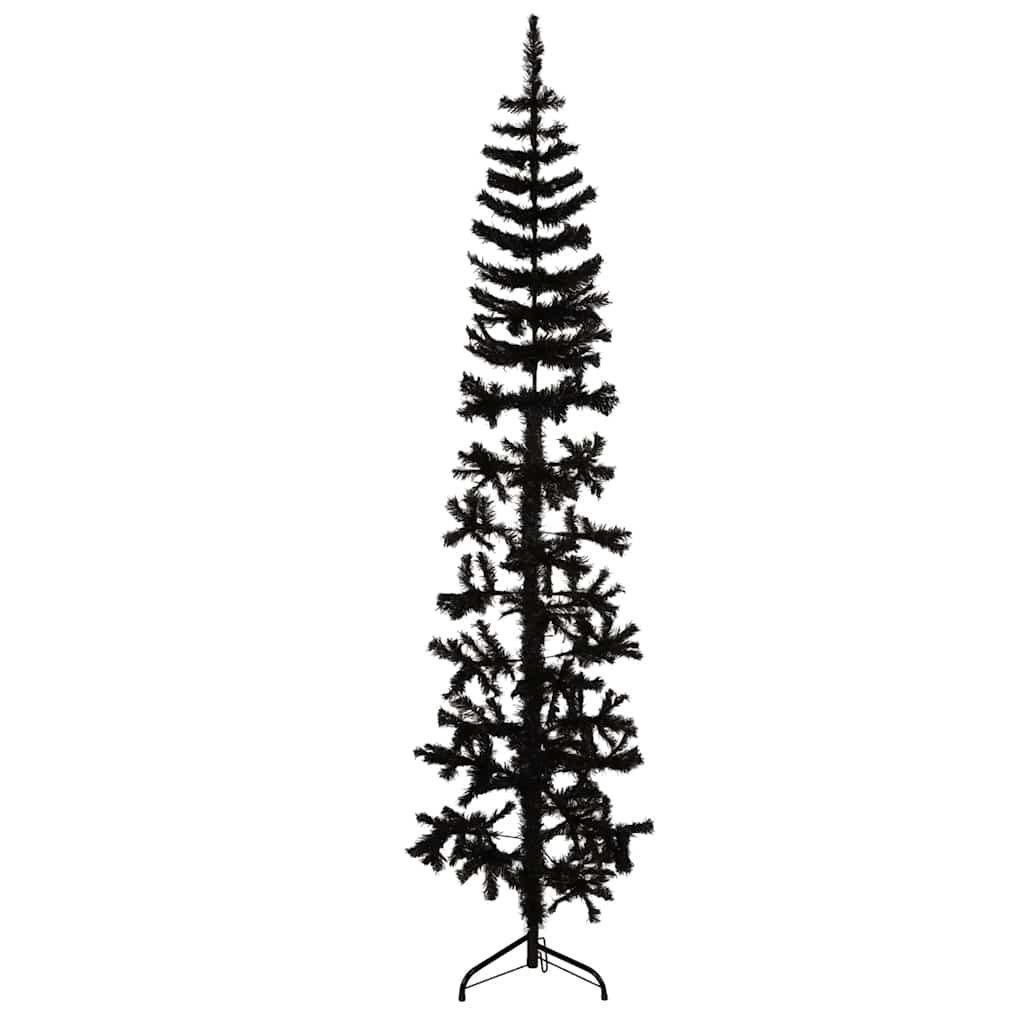 Walplus 290 Branch Tips Slim Half Artificial Christmas Tree - Black - 210 cm