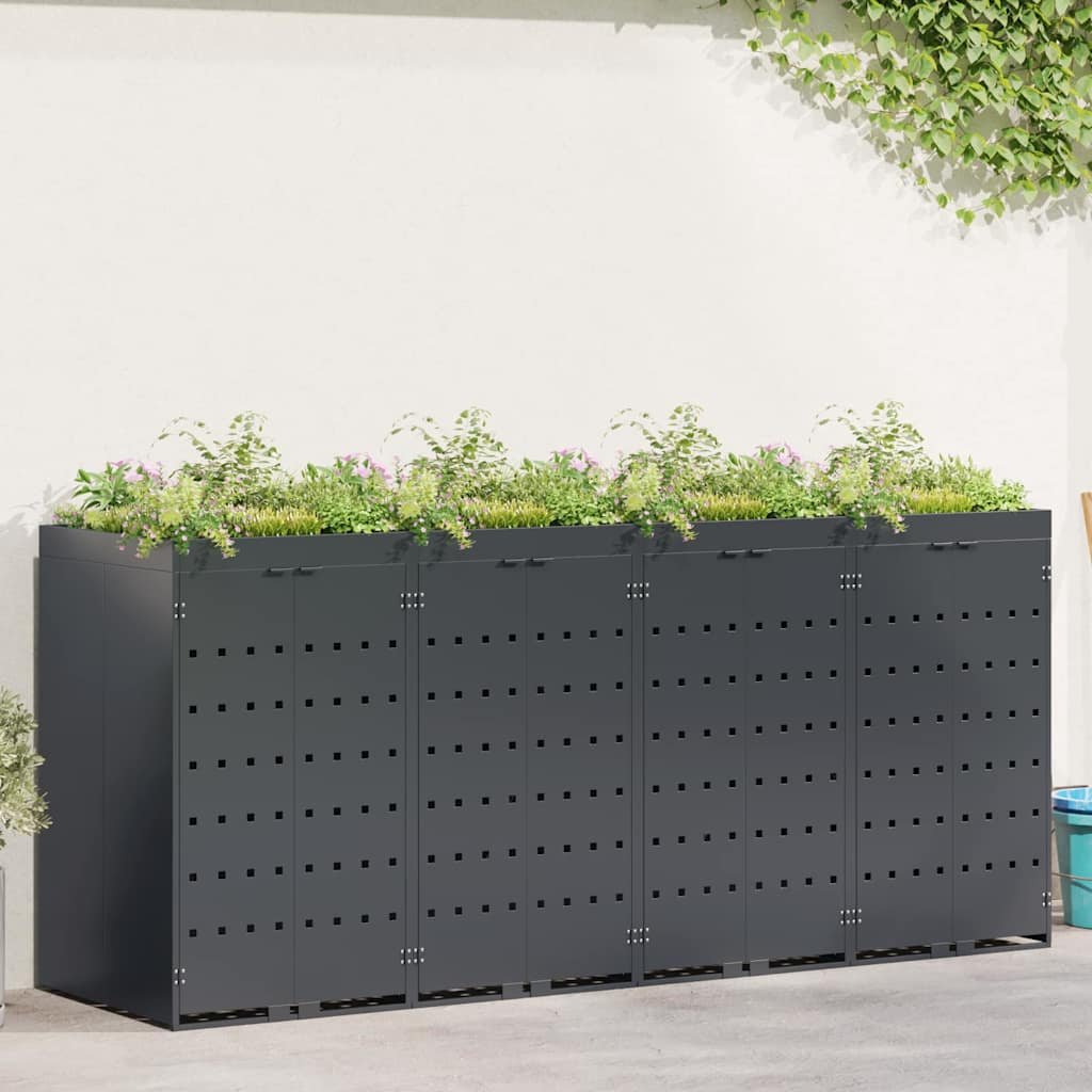 Walplus Steel Wheelie Bin Store - Anthracite - 272 x 77.5 x 121.5 cm