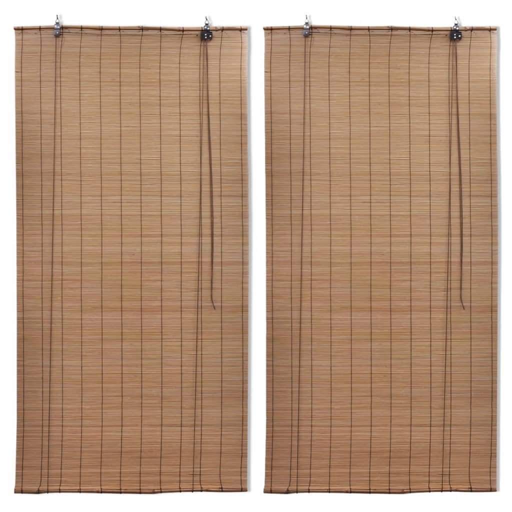 Walplus Pack of 2 Bamboo Roller Blind - Brown - 100 x 160 cm