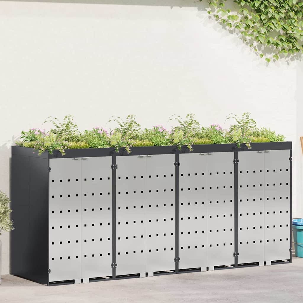 Walplus 120 L Steel Wheelie Bin Store - Anthracite - 272 x 77.5 x 121.5 cm