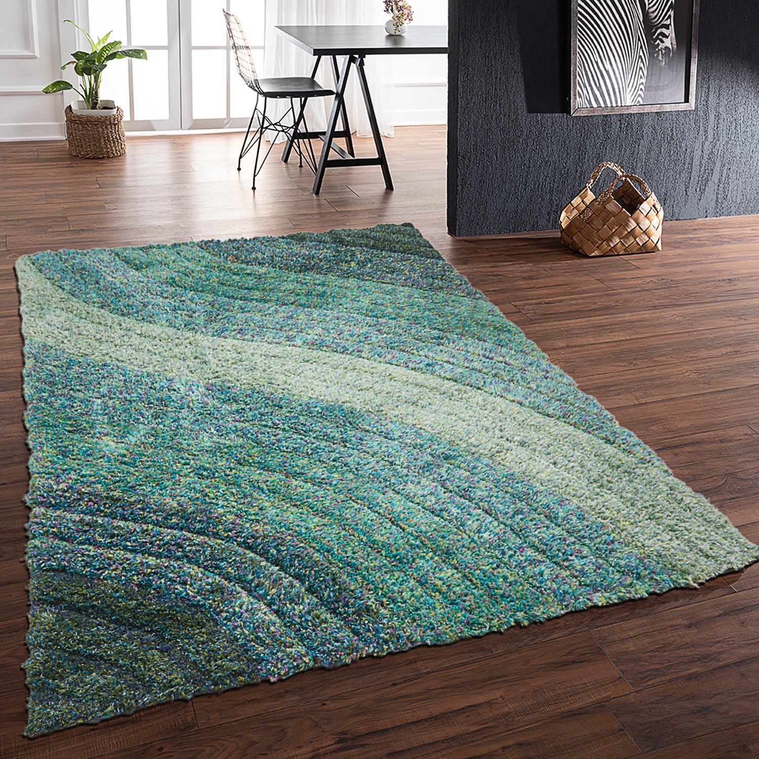 DS Living Ultra Plush Lena Shaggy Rug - Blue - 230x160cm