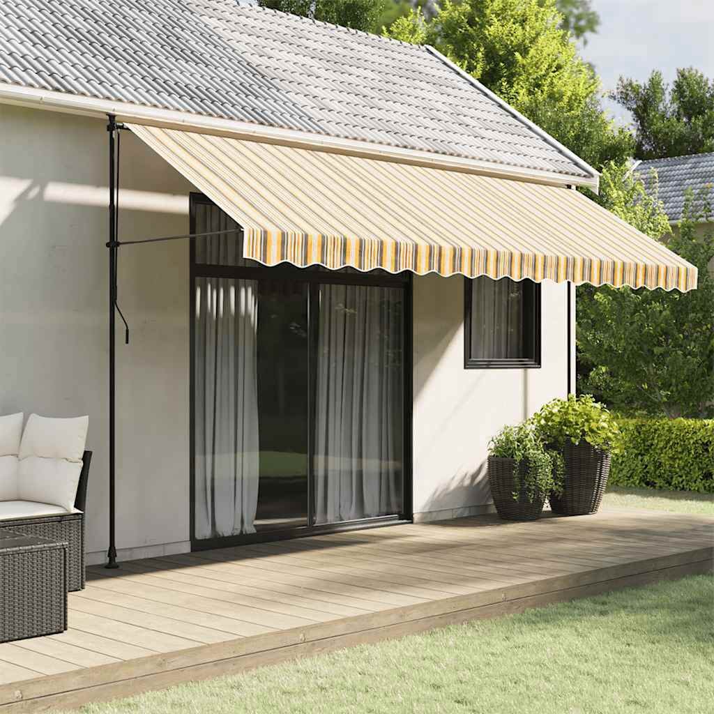 Walplus Polyester Awning Replacement Fabric - Yellow and Grey - 450 cm