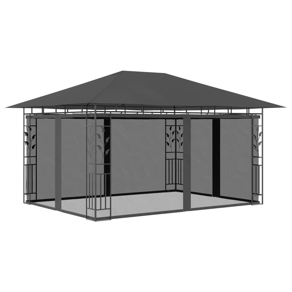 Walplus 4 x 3 x 2.73 m 180gsm Gazebo with Mosquito Net - Anthracite