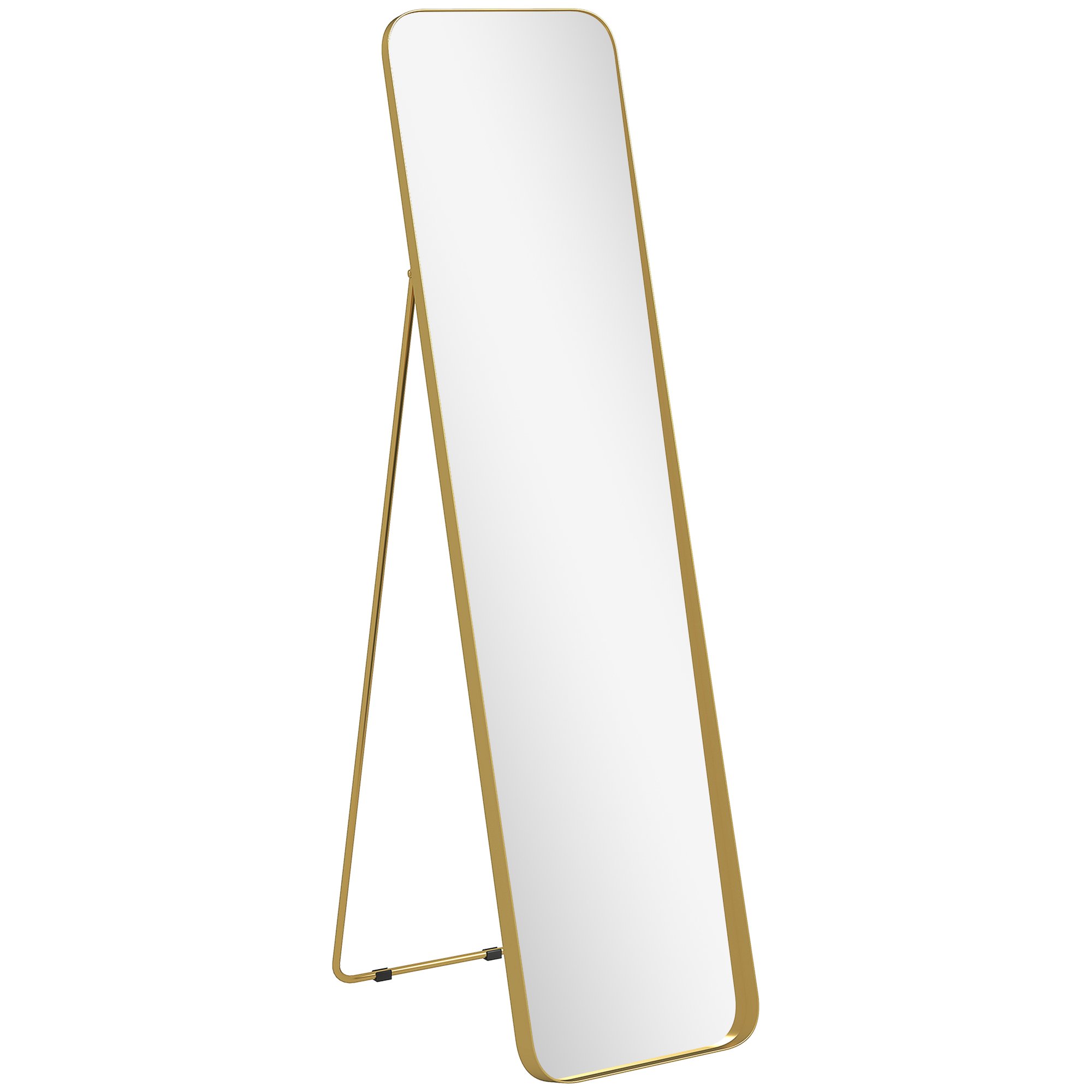 HOMCOM Curved Corners Design Full Length Mirror - Gold