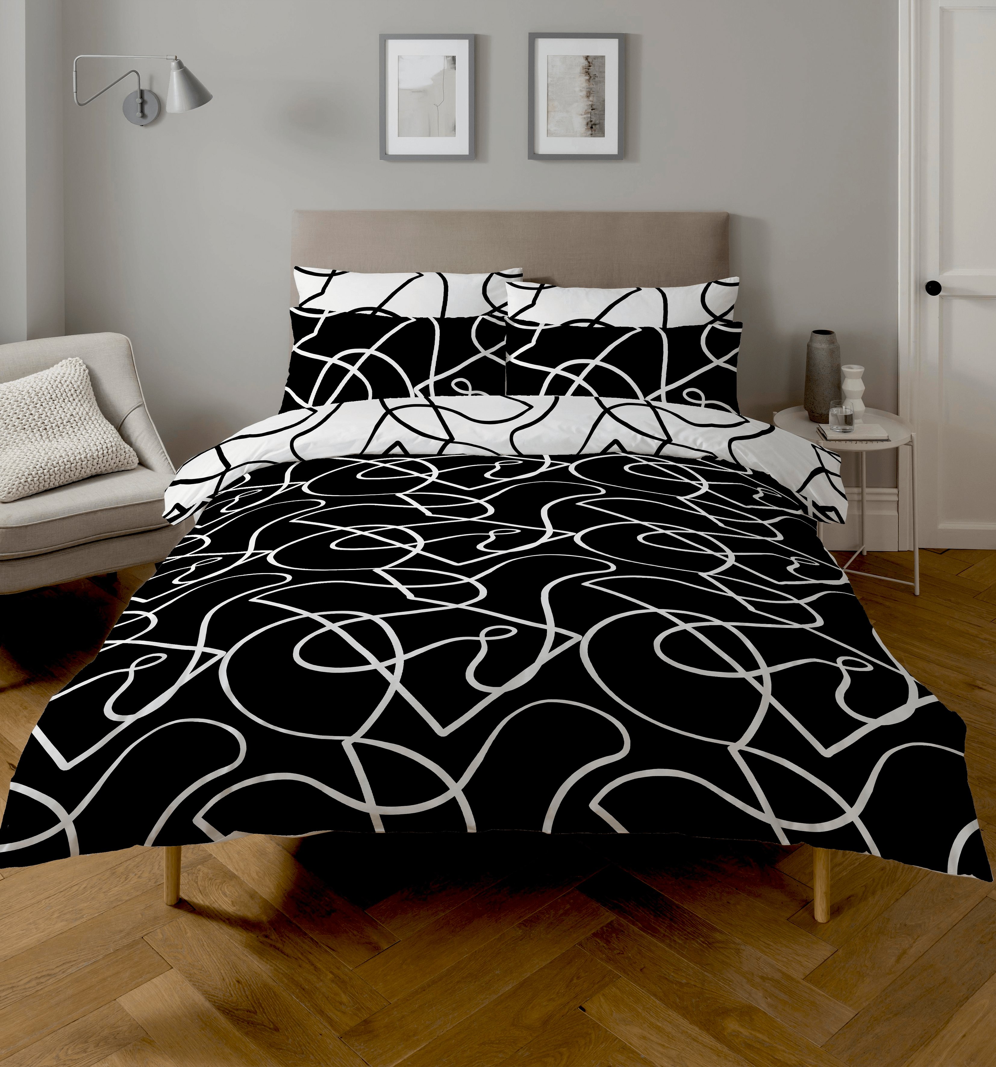 Copenhagen Home Pablo Reversible Duvet Set - Double - Monochrome
