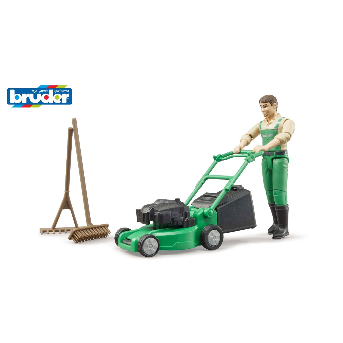 Bruder BWorld 1:16 Gardener with Lawn Mower and Equipment - Age 3+