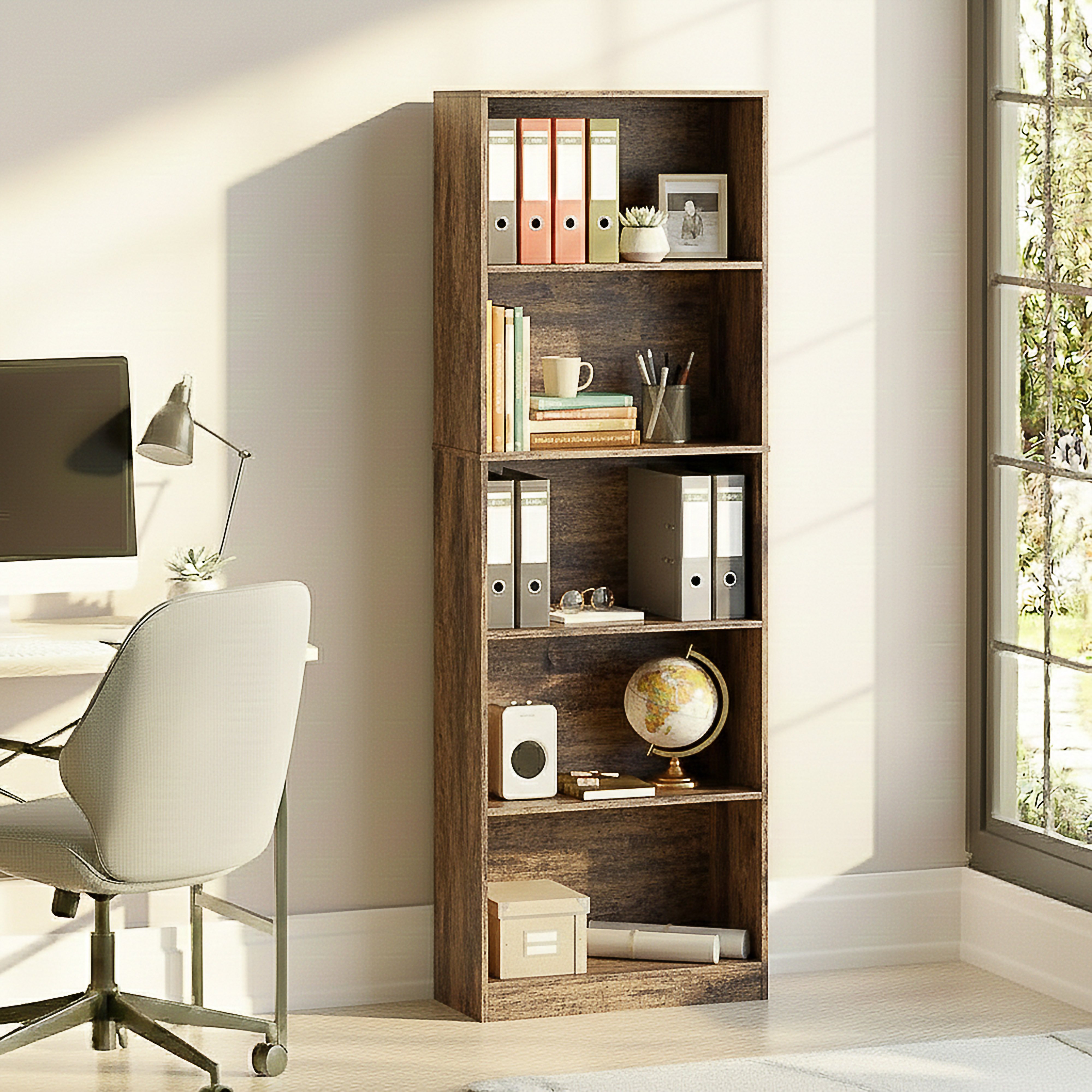 Vida Designs Cambridge 5 Tier Extra Large Freestanding Bookcase - Dark Wood
