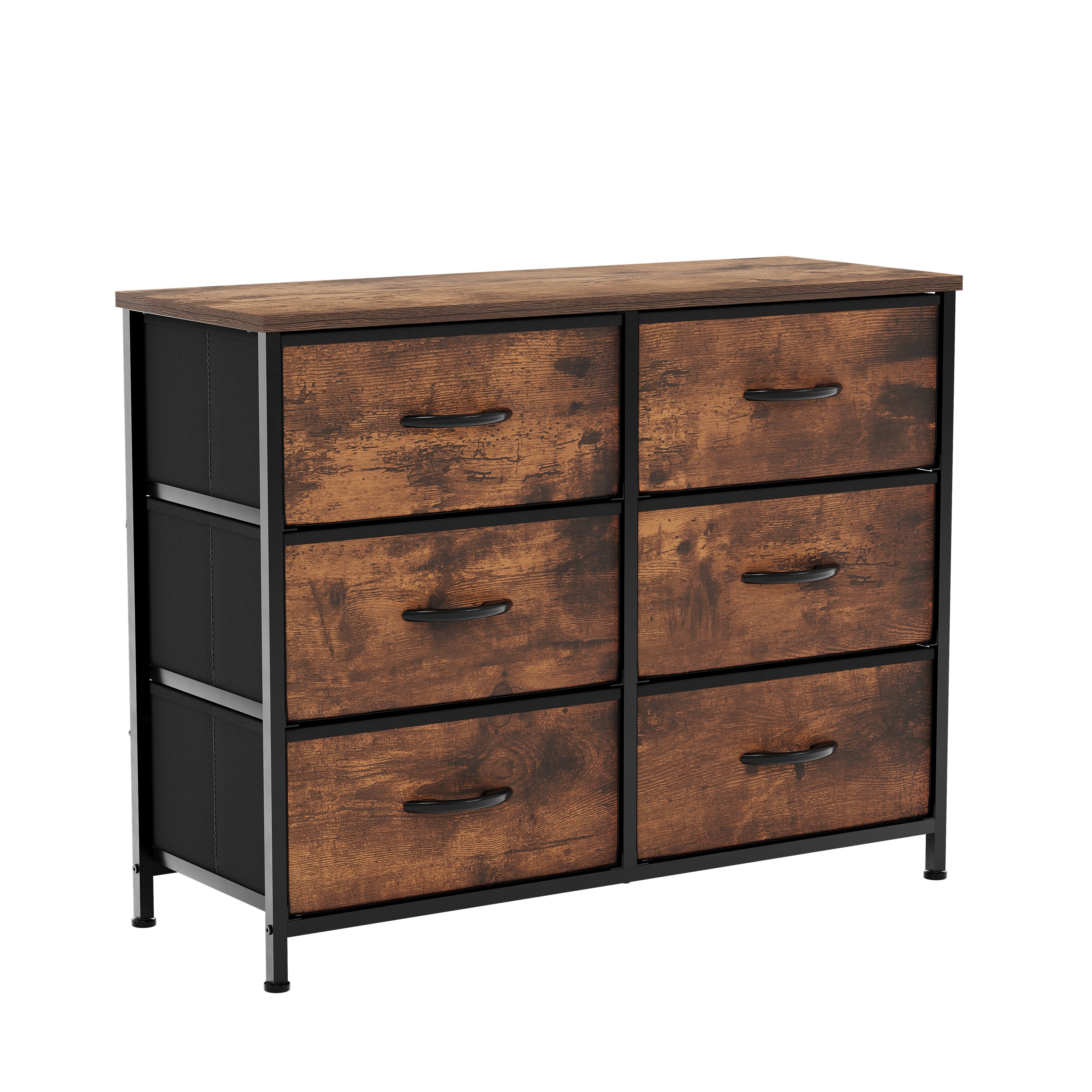 Vida Designs Chorley 6 Drawer Fabric Drawer Chest - Rustic Brown