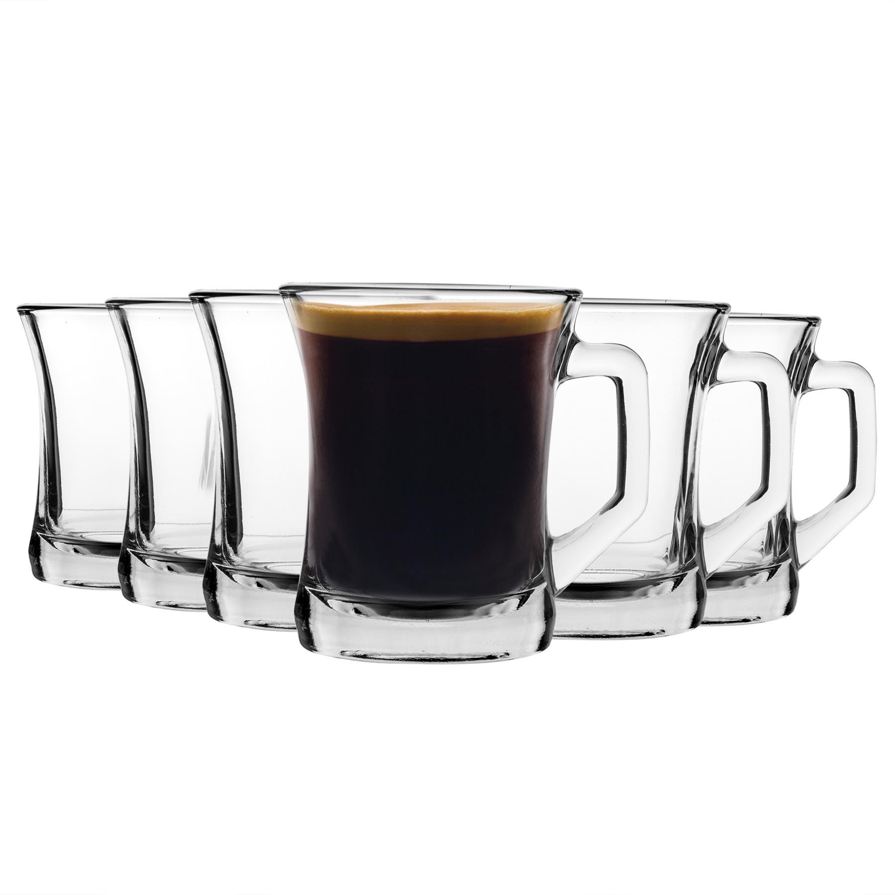 LAV Zen+ Glass Coffee Mugs - 225ml - Clear - Pack of 24