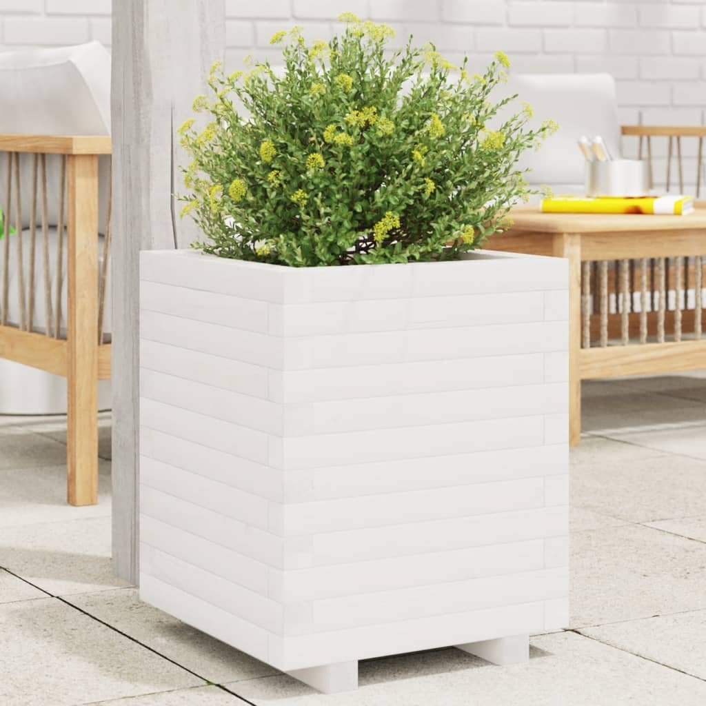 Walplus Wood Garden Planter - White - 40 x 40 x 49.5 cm