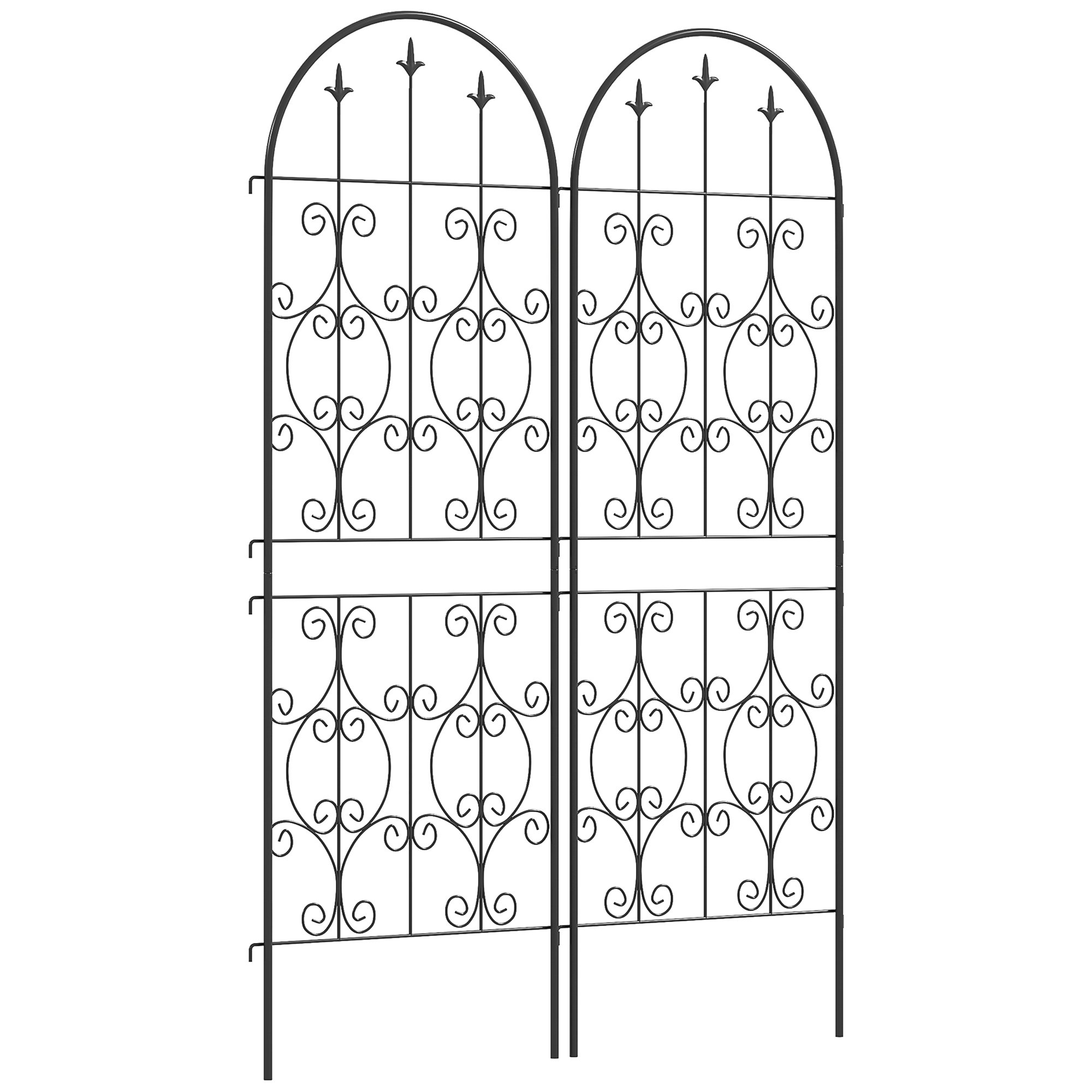 Outsunny Set of 2 Metal Decorative Garden Trellis - Black