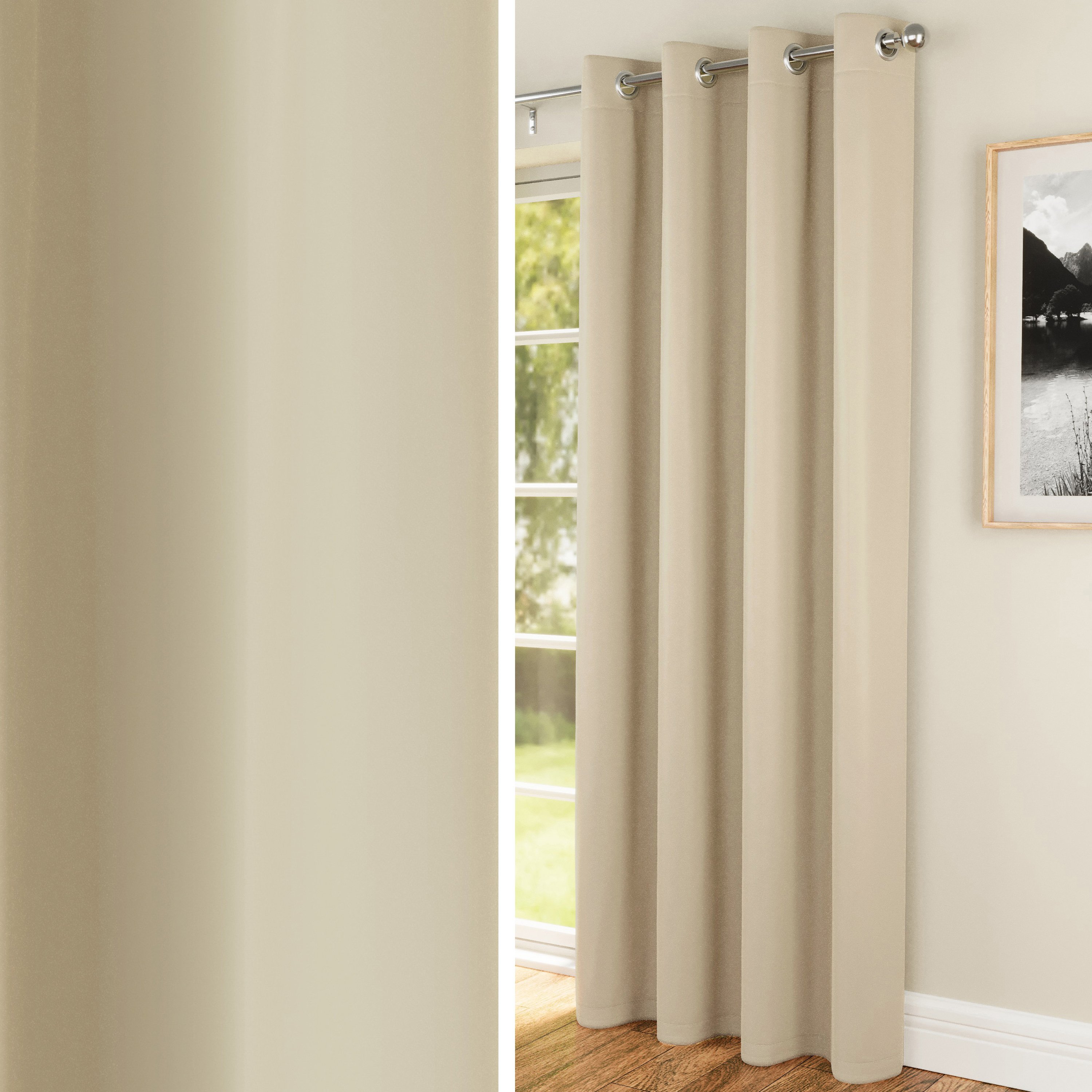 Enhanced Living Nightfall Eyelet Single Door Curtain - 168 x 214cm - Beige