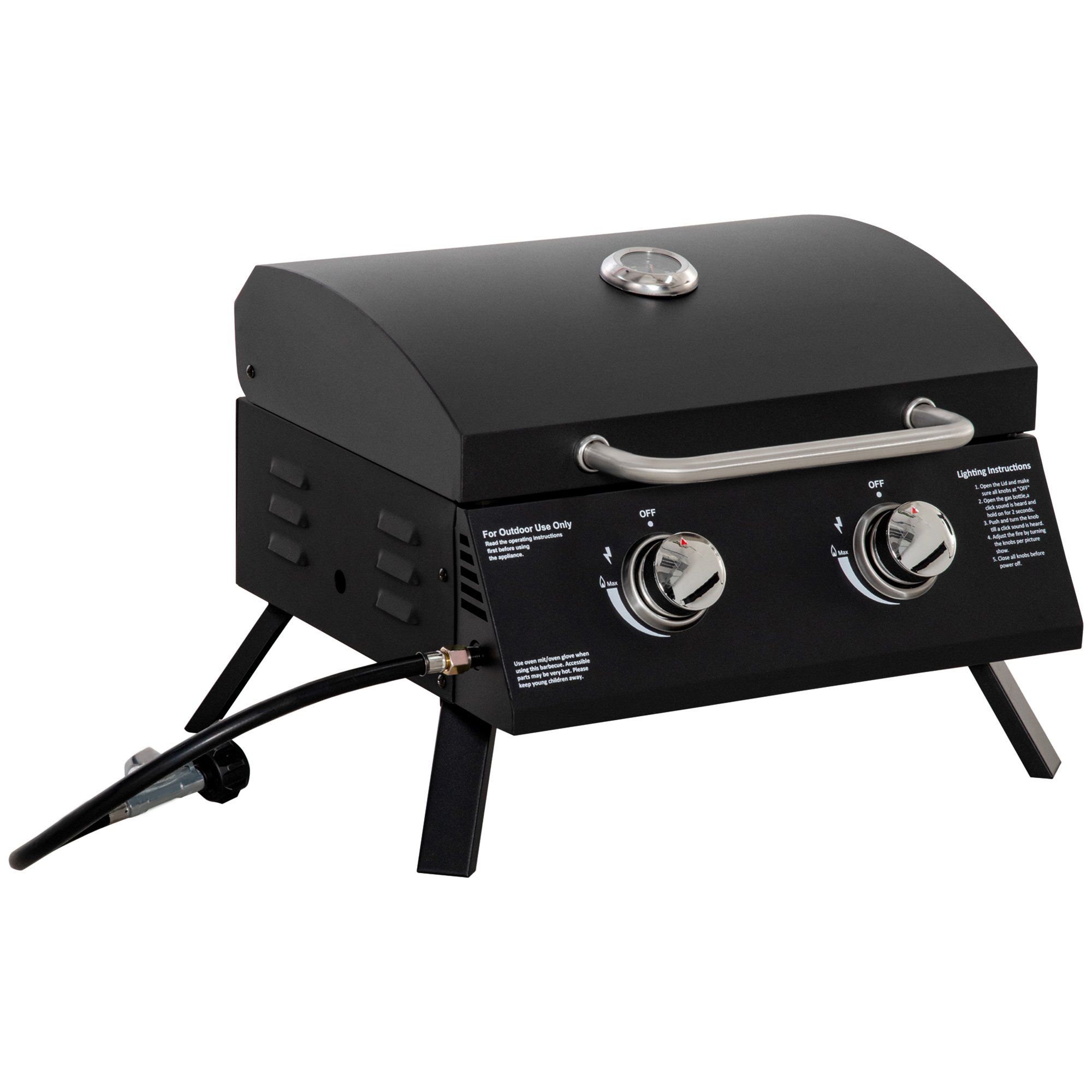 Outsunny Folding Carbon Steel Gas Barbecue - Black