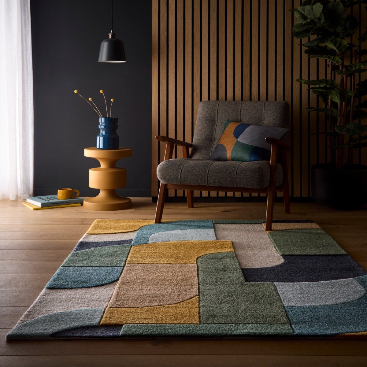 Mega Flooring Blue Modern Geometric Rug - 120 x 170cm