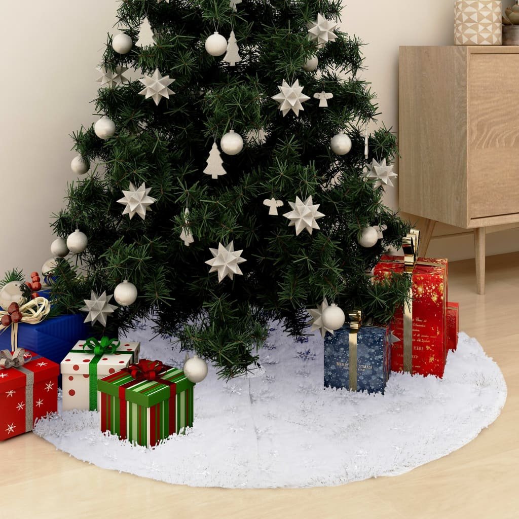 Walplus Faux Fur Christmas Tree Skirt - White - 150cm