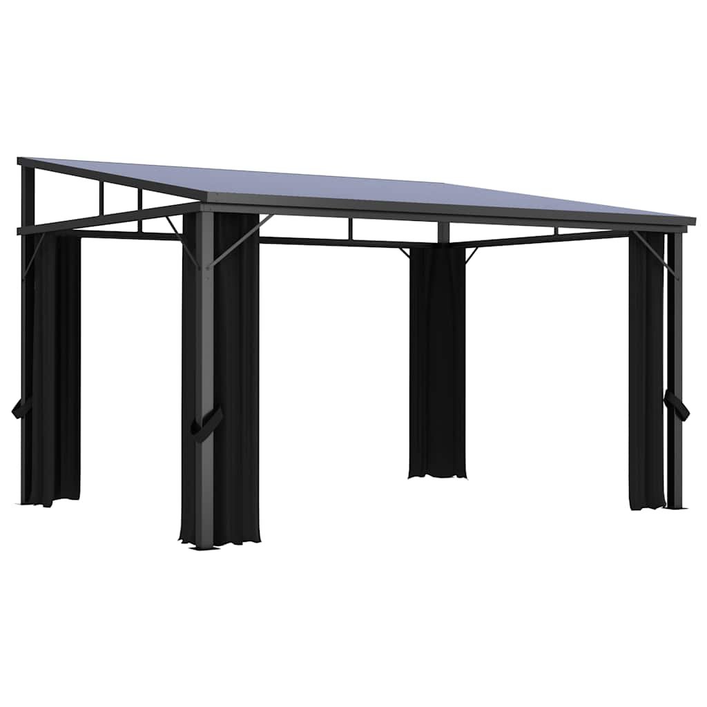 Walplus 405 x 294 x 244 cm Gazebo with Curtain - Anthracite