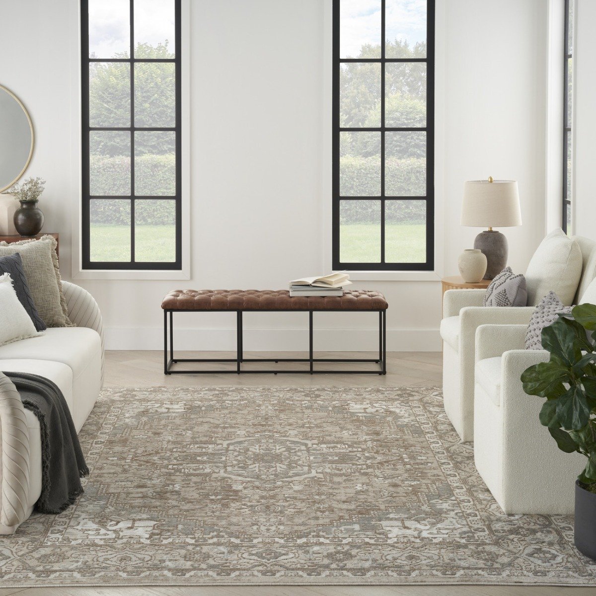 Mega Flooring Beige Traditional Floral Rug - 114 x 175cm