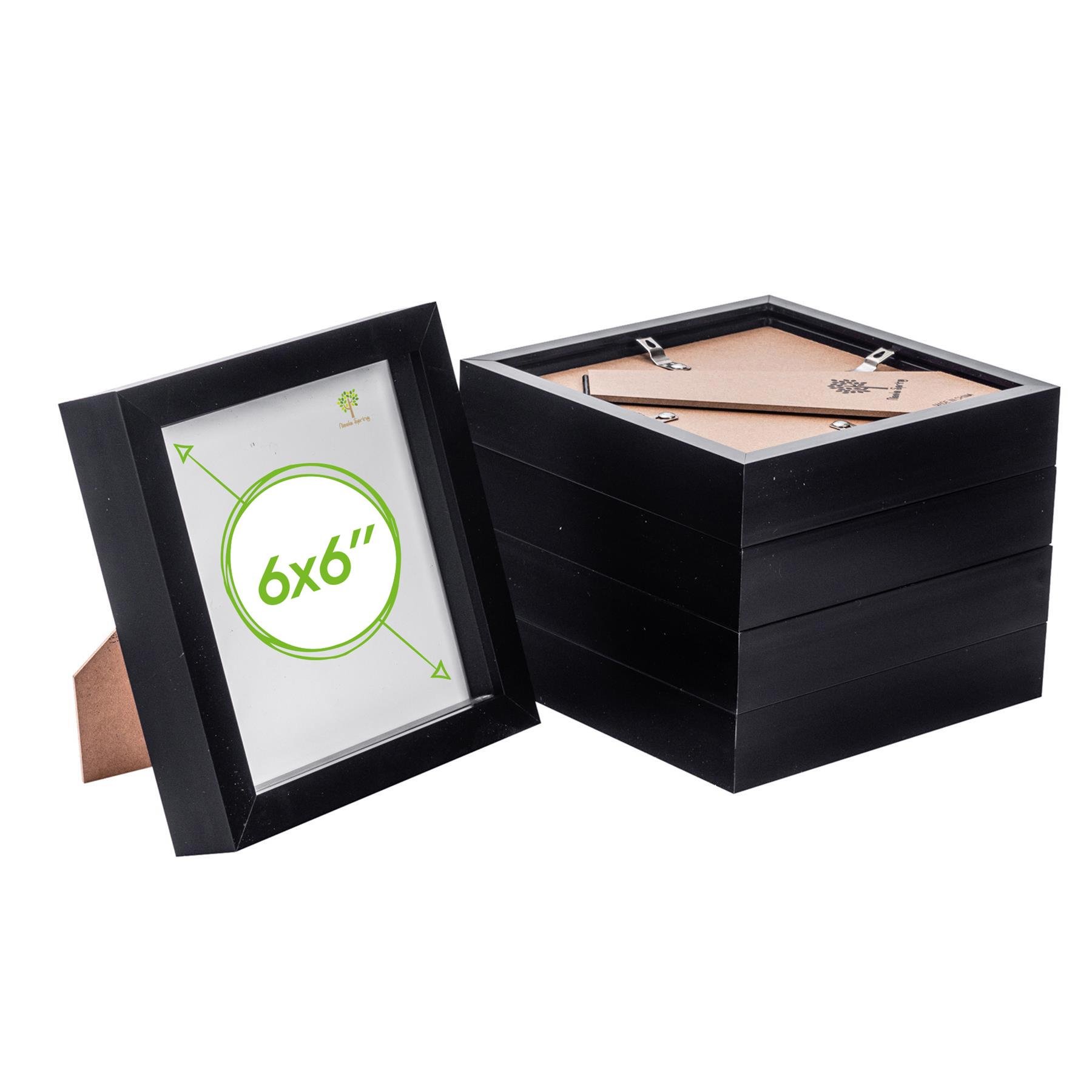 Nicola Spring 6 x 6" 3D Box Photo Frames with 2 x 2" Black Mount (5x) - Black