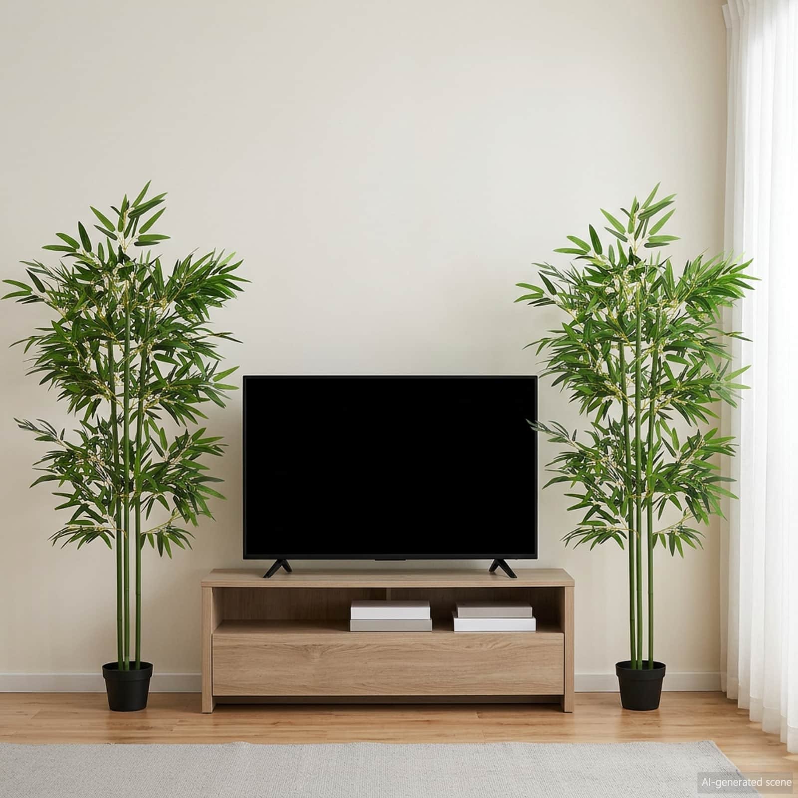 Walplus Pack of 2 Bamboo Artificial Bambo Tree - Green - 45 x 18 x 175 cm