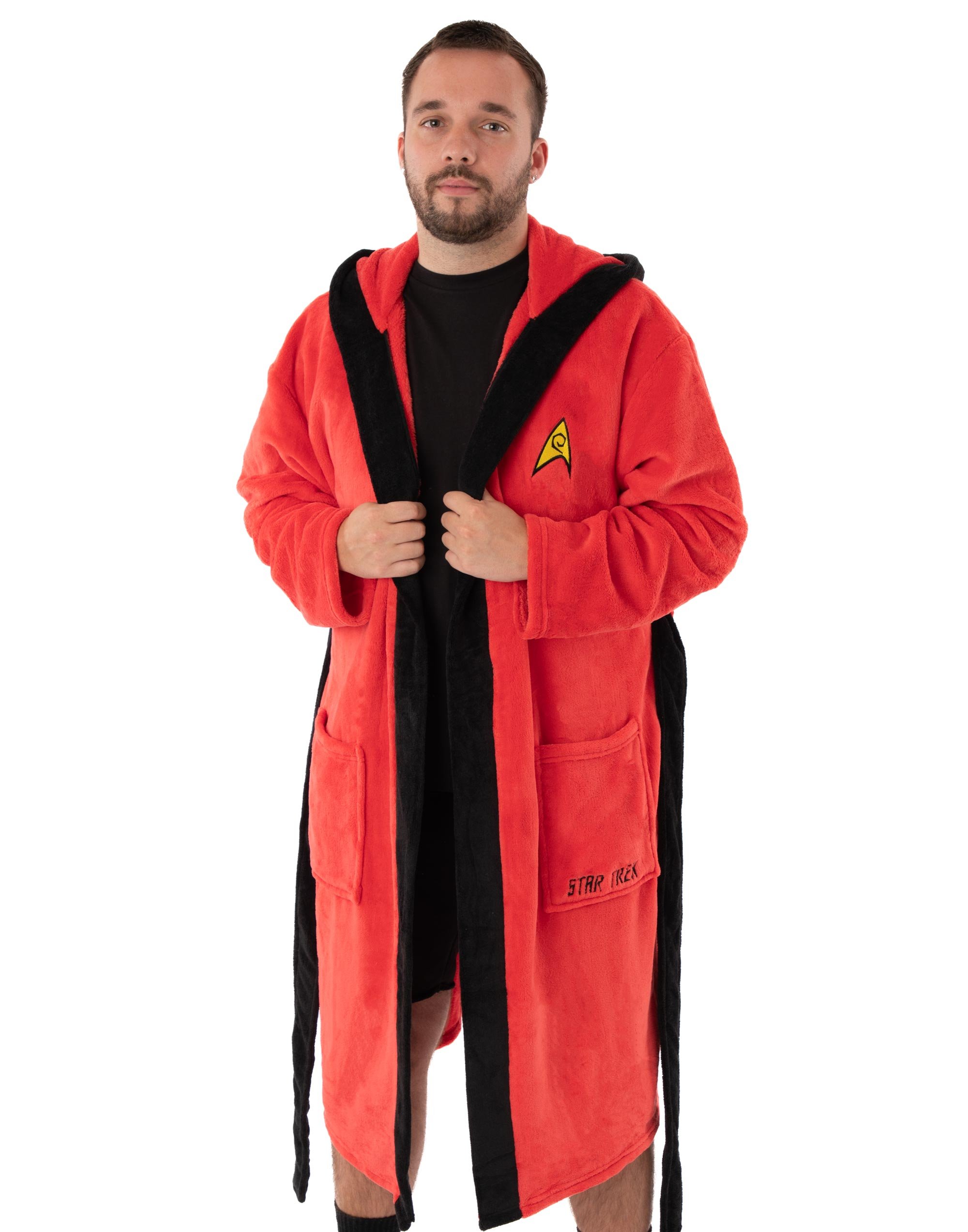 Star Trek Adult Large Mens Hooded Bathrobe - Red