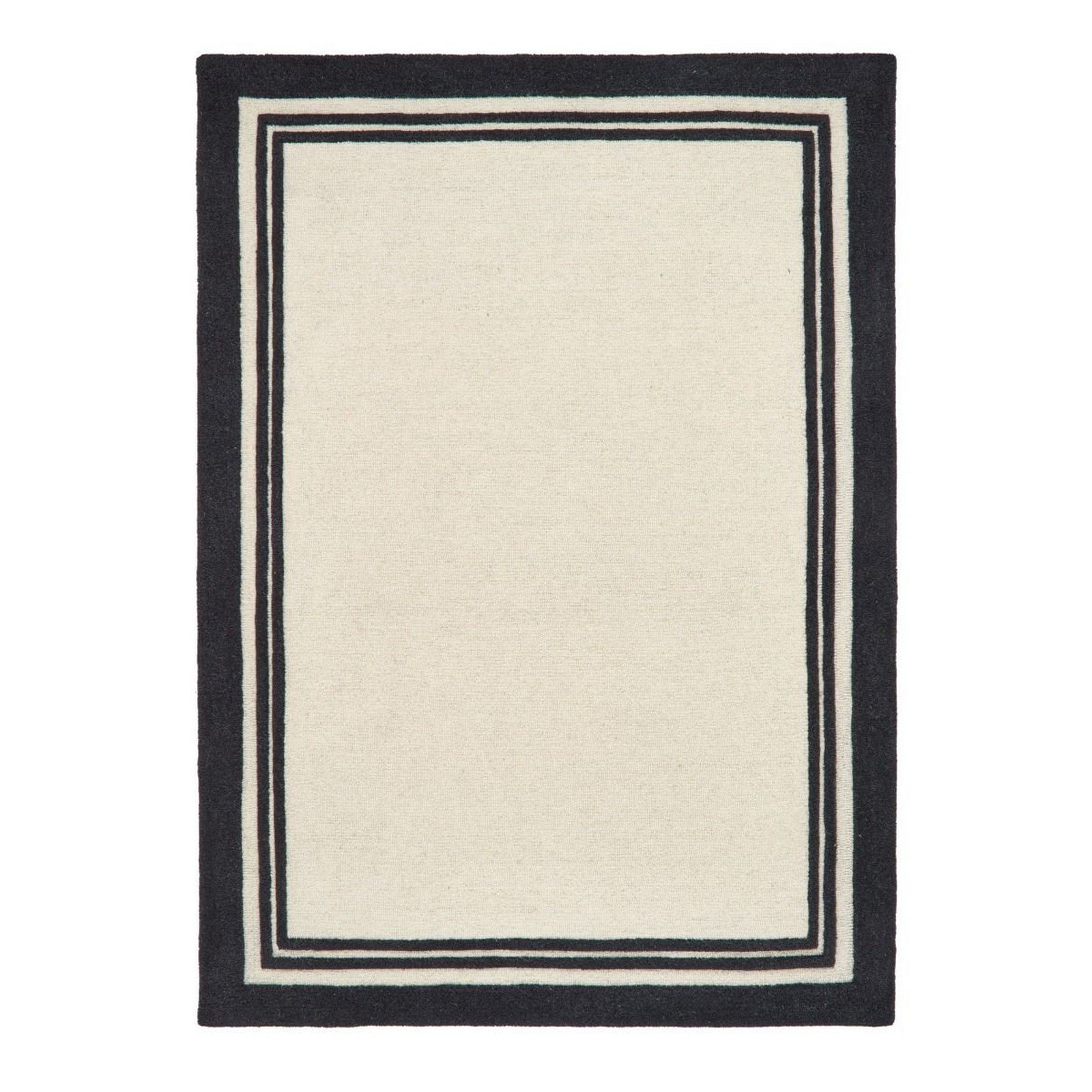 Mega Flooring White Modern Bordered Rug - 160 x 230cm