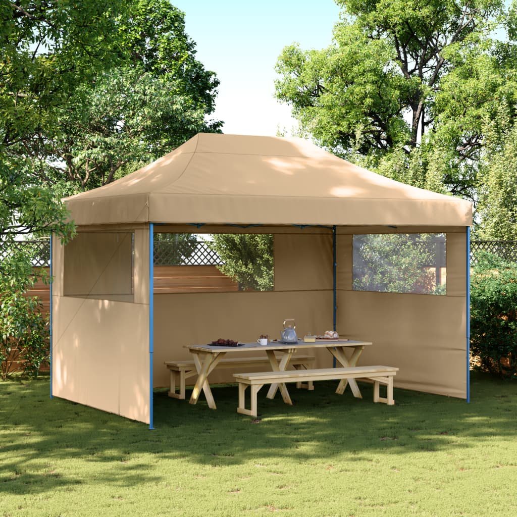 Walplus Foldable Pop Up Party Tent with 3 Sidewalls - Beige