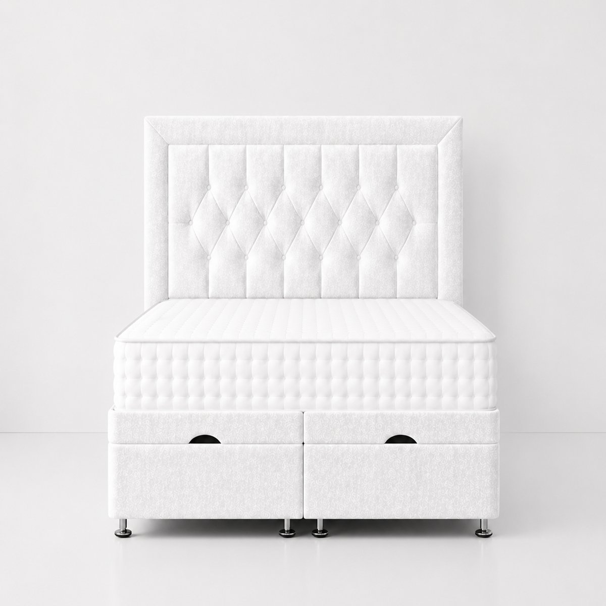 Comfy Deluxe  Cassie 6ft Superking  End Lift Ottoman Bed Set - White
