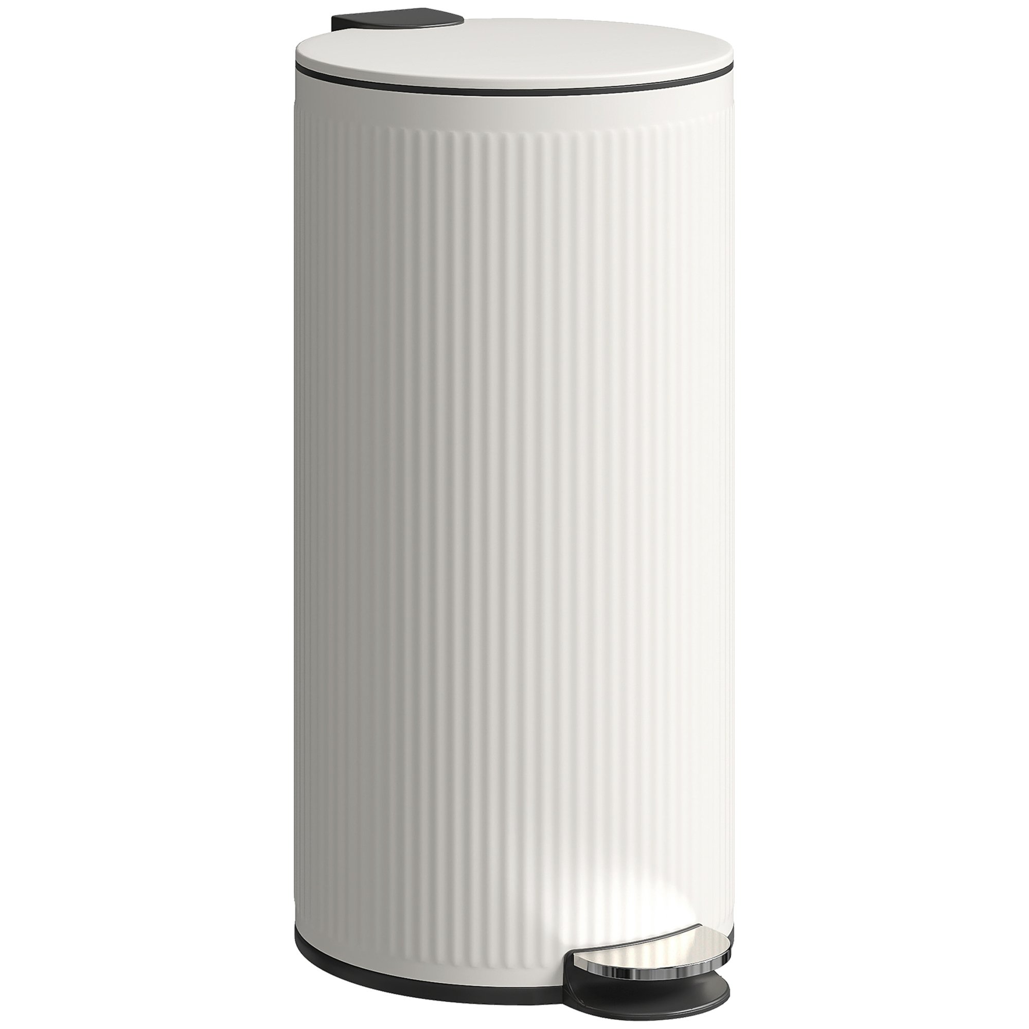 HOMCOM 30l Kitchen Bin with Soft Close and Stay Open Lid - Cream