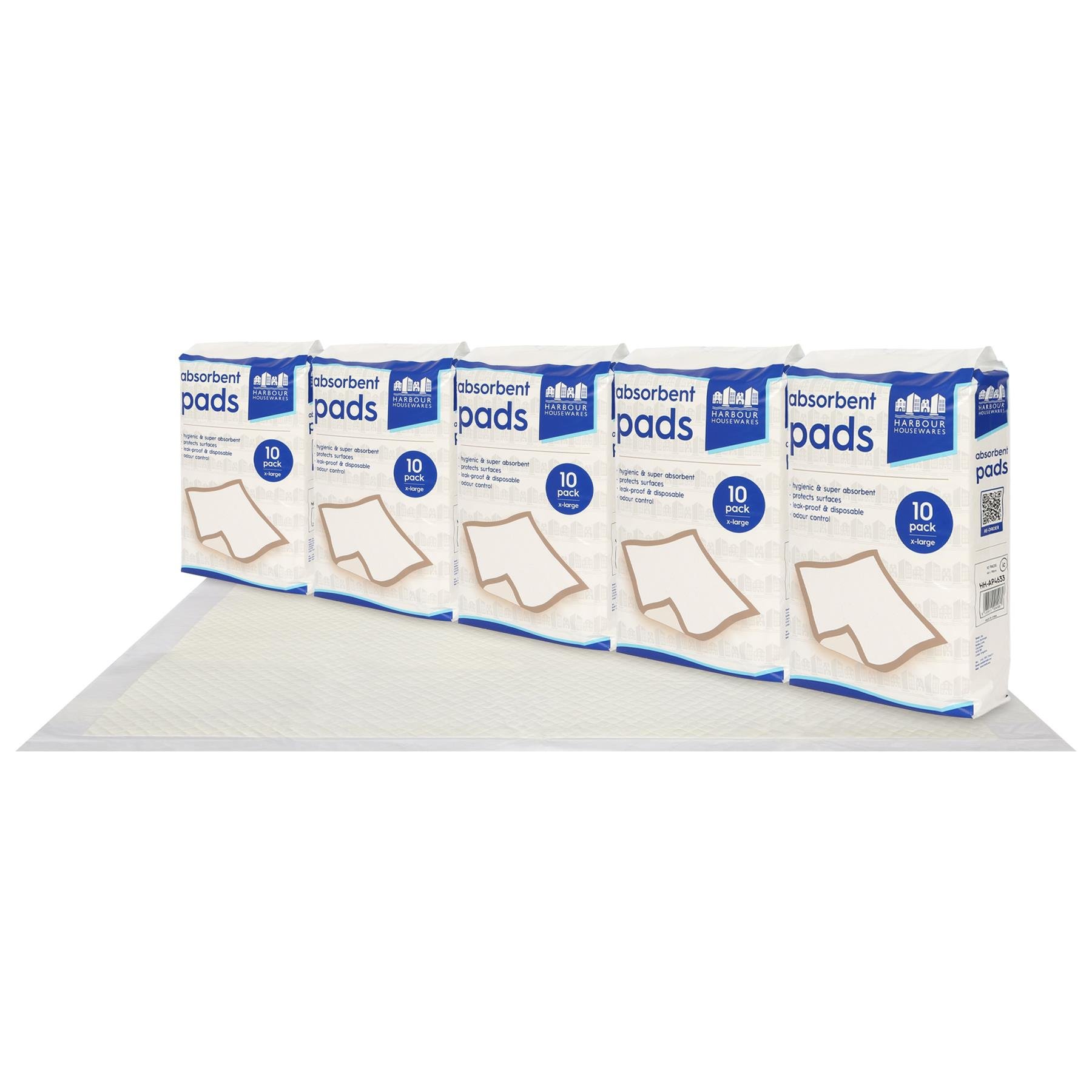 Harbour Housewares Disposable Incontinence Bed Pads - Pack of 50 - 60cm x 89cm
