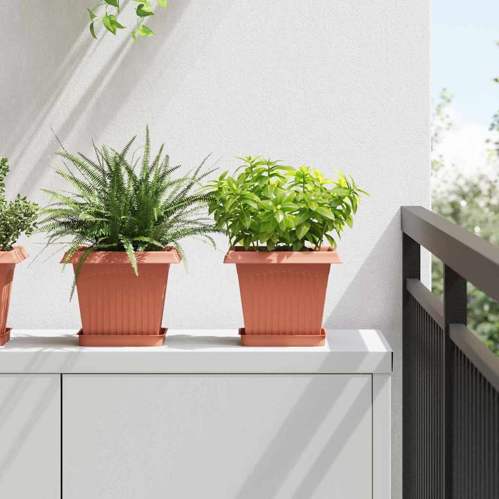 Walplus Pack of 24 Plastic Square Planter Tray - Brick Red - 15 x 15 x 2 cm