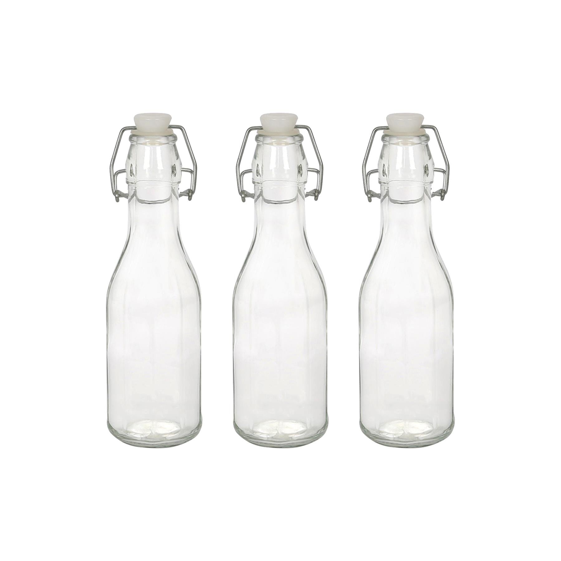 Argon Tableware Glass Bottles with Swing Top - Pack of 3