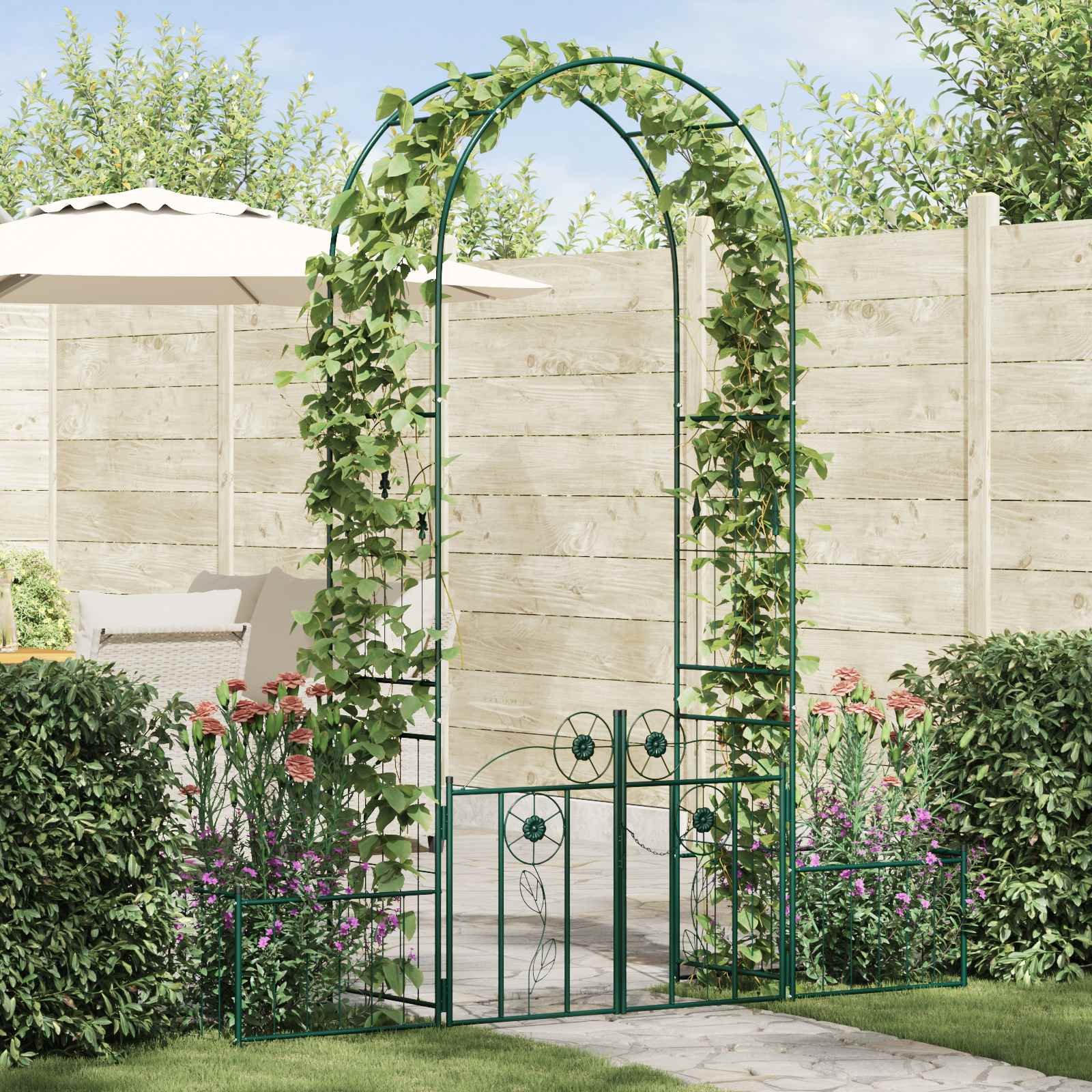 Walplus Garden Arch with Lock - Green - 203 x 50 x 218 cm