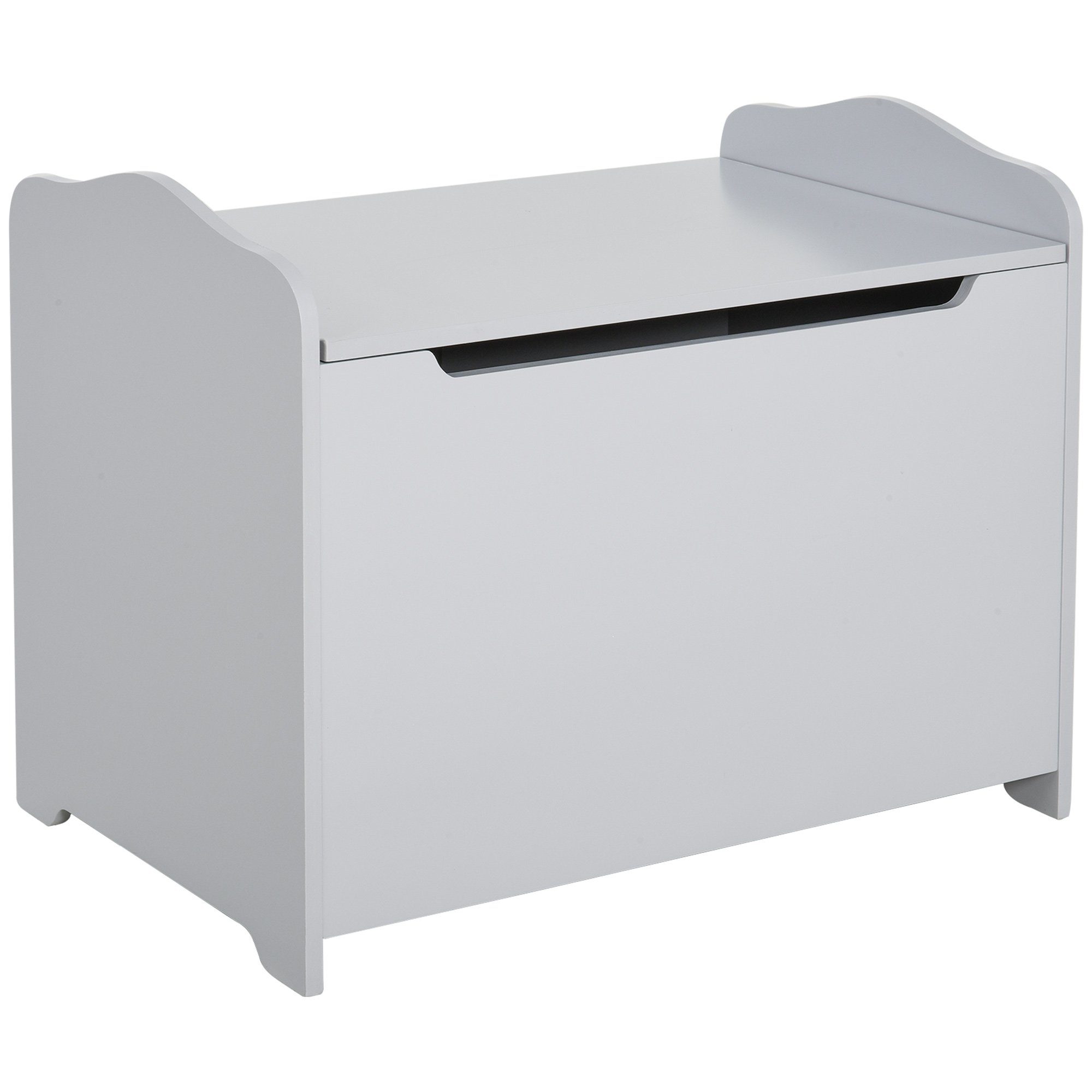 HOMCOM Single Wooden Toy Box with Seat Kids Storage Bench - Grey