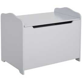 HOMCOM Single Wooden Toy Box with Seat Kids Storage Bench - Grey