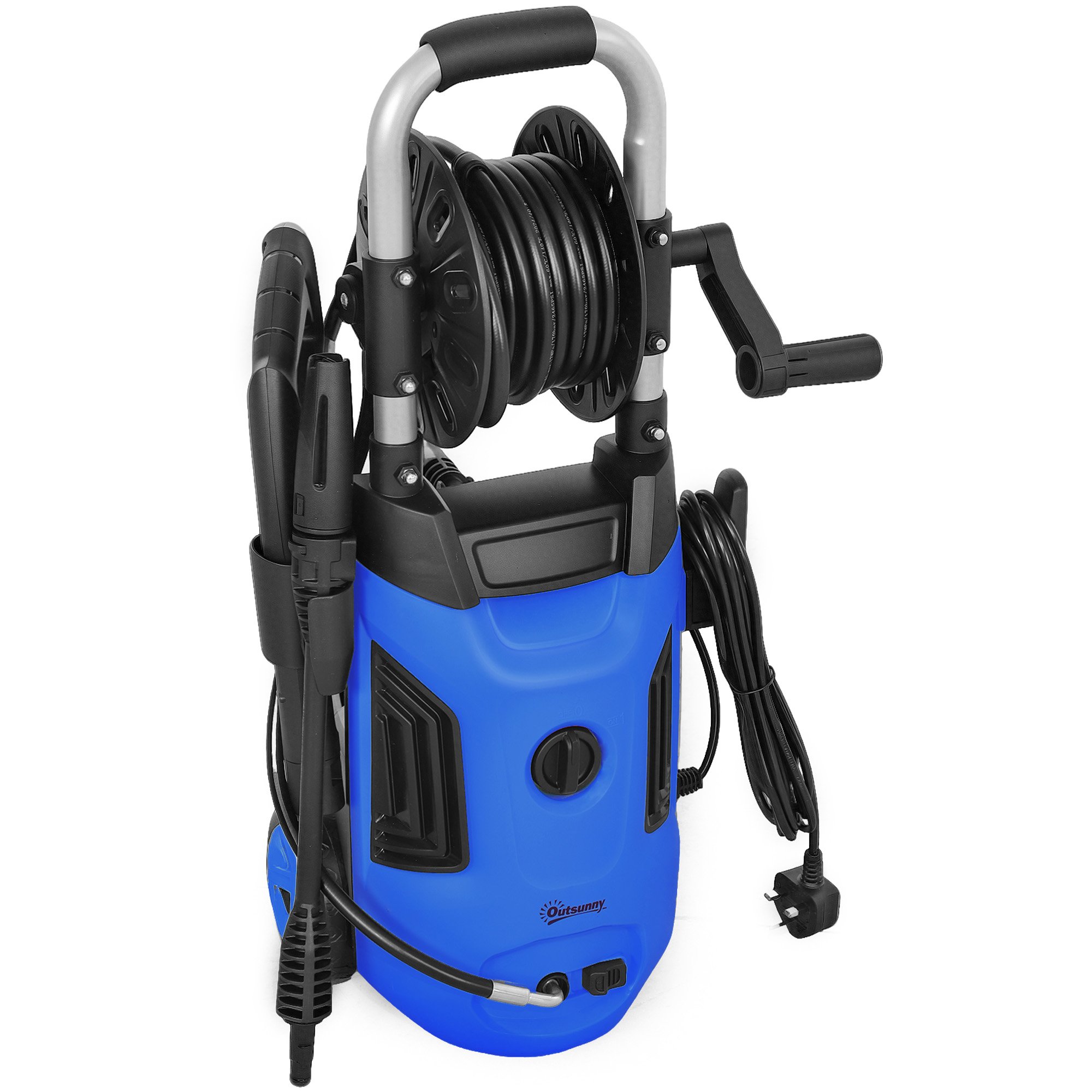 Outsunny 1800W 150 Bar 420 Litre per Hour Hose Reel Pressure Washer – Blue