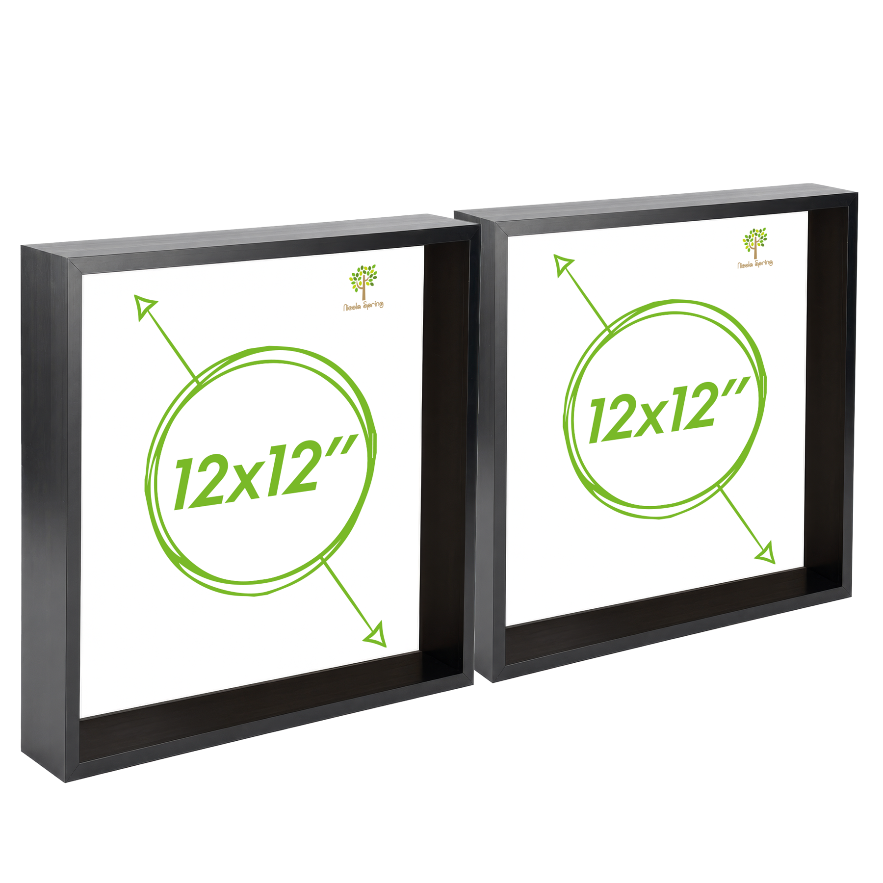 Nicola Spring 3D Deep Box Photo Frames 12 x 12" Set of 2 - Black