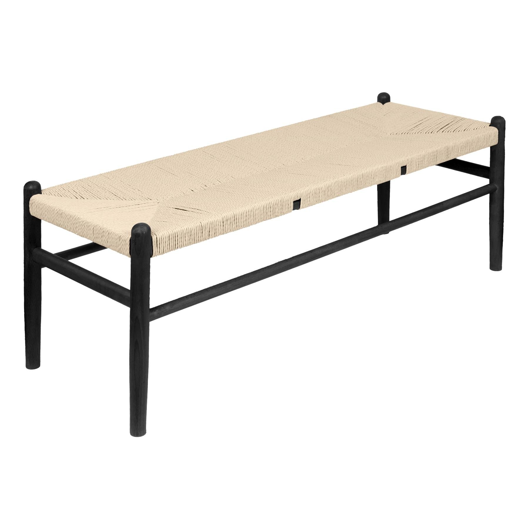 Wooden Scandi Danish Style Dining Bench - Black
