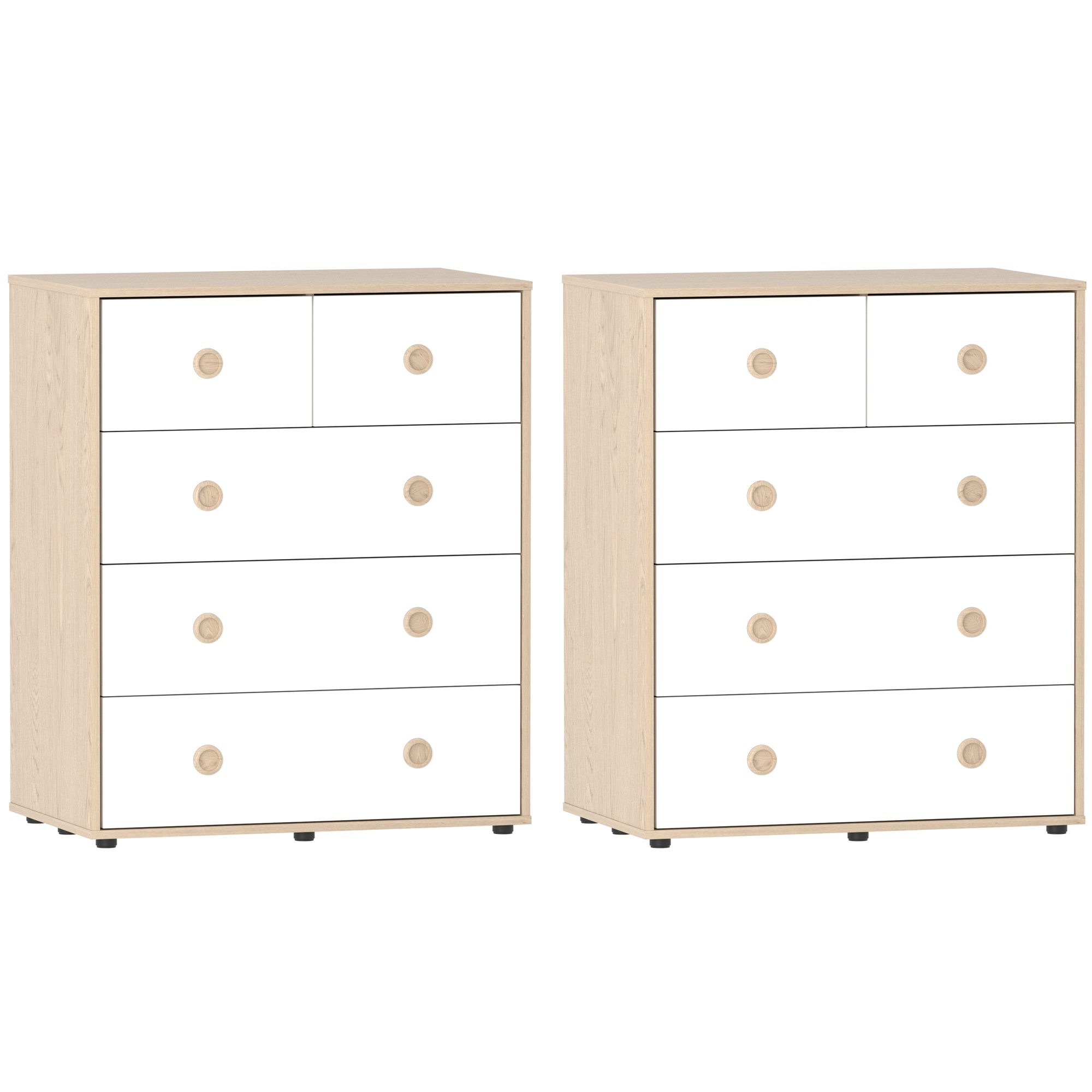 Junior Vida Set of 2 Neptune 5 Drawer Chest - White & Oak