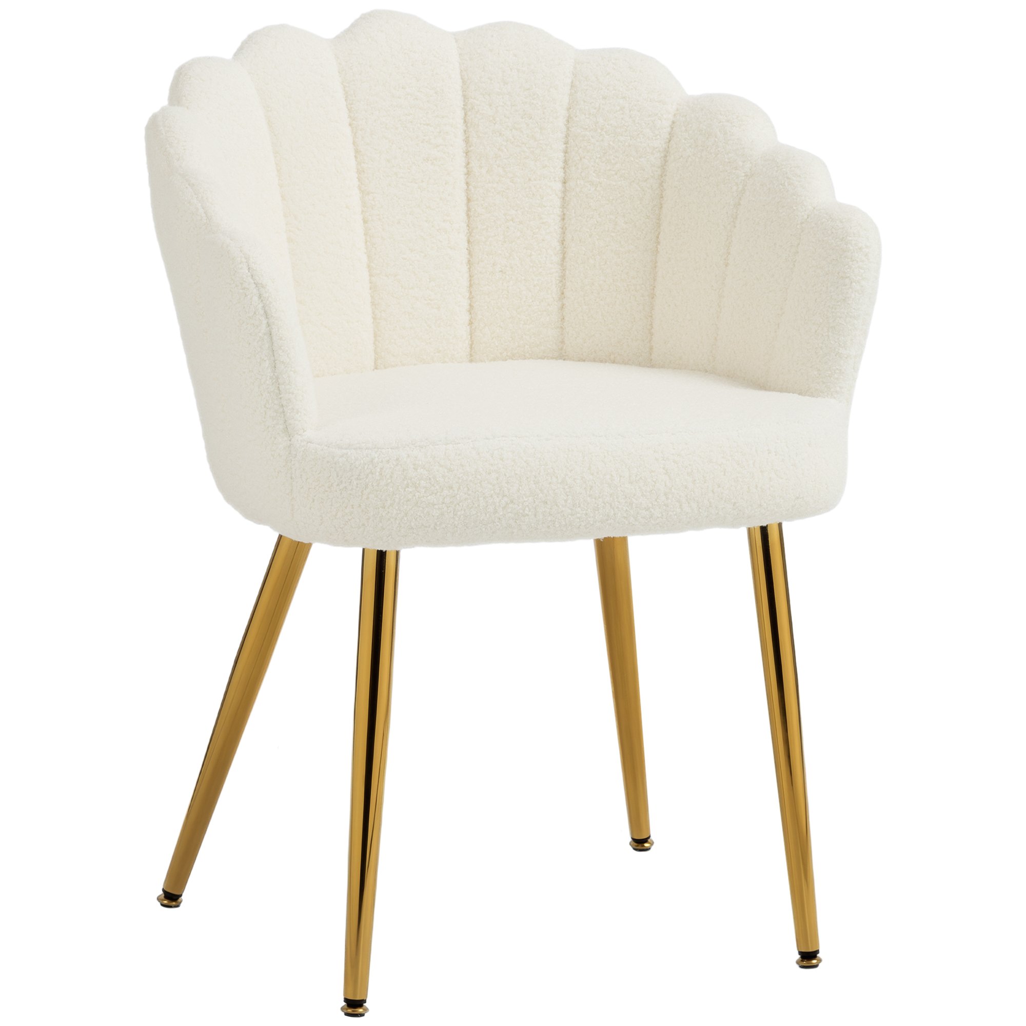 HOMCOM Petal-Back Lounge Chair with Metal Legs and Adjustable Feet - Cream