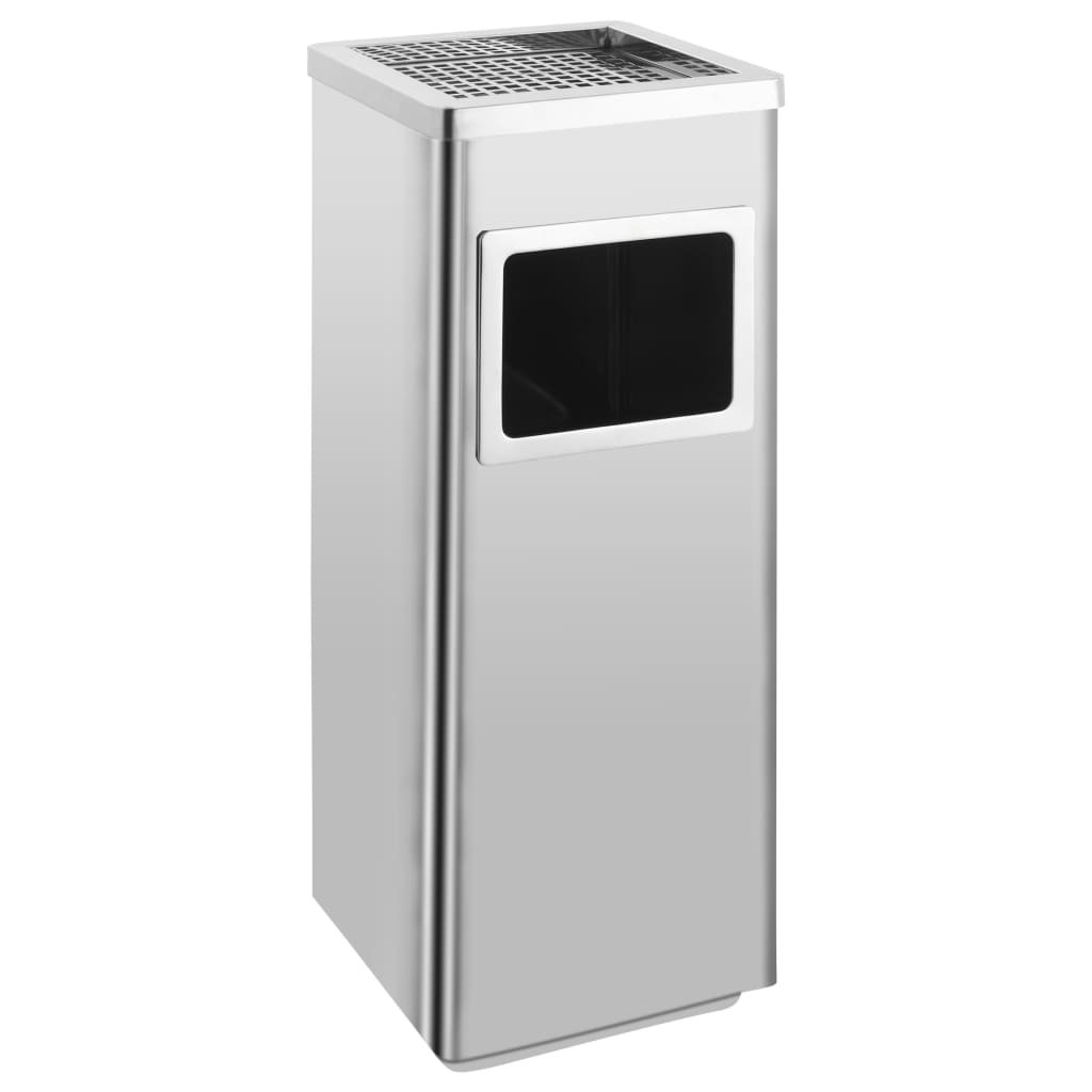 Walplus Stainless Steel Ashtray Dustbin Hotel 36 L - Silver - 24 x 24 x 61 cm