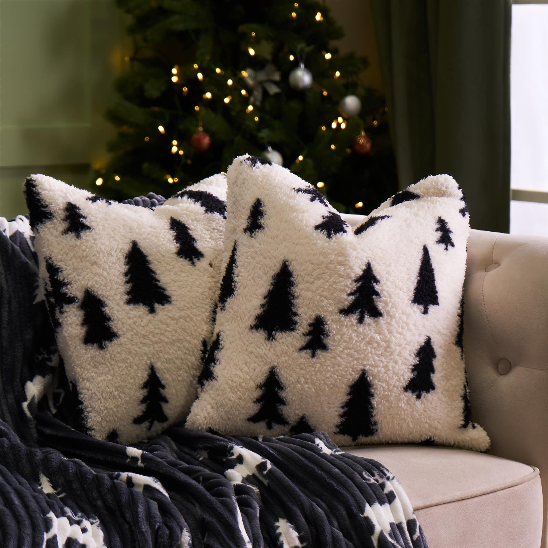 OHS 2 Pack Tree Teddy Cushion Covers 45 x 45cm - Mono